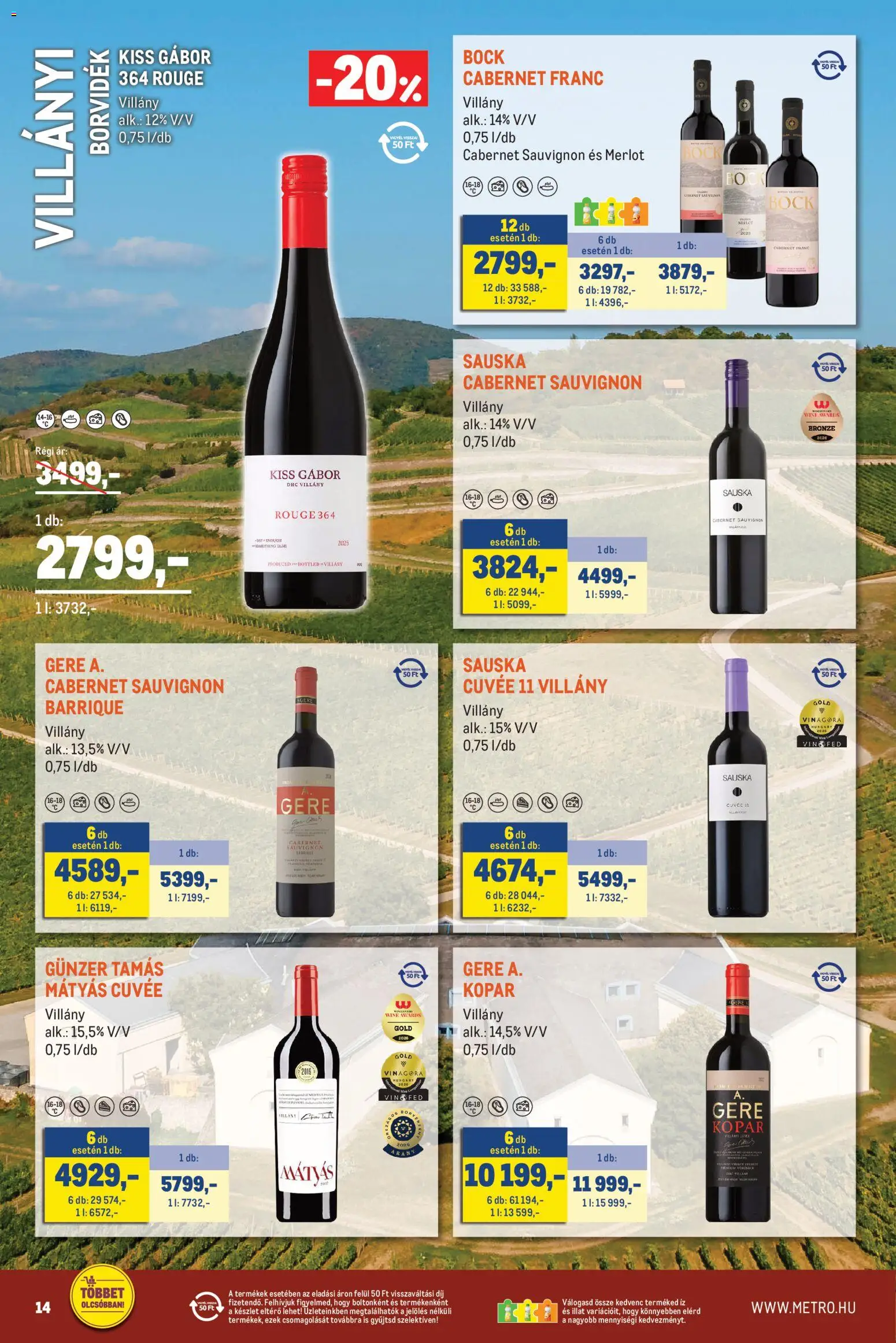 Metro akciós ujság - amely érvényes a következő dátumtól: 2026.10.01. | Oldal: 14 | Termékek: Cabernet, Cabernet Sauvignon, Cuvée, Só