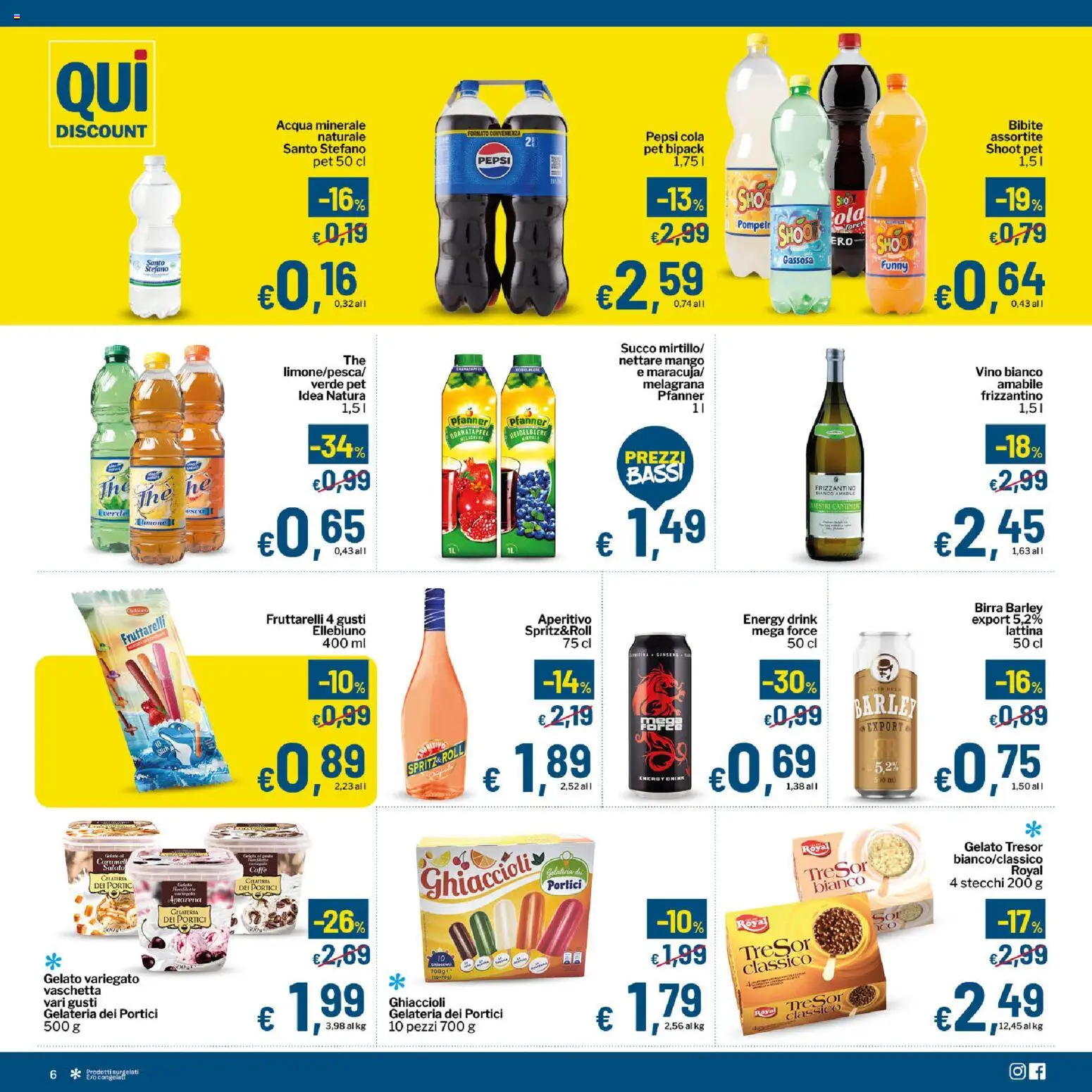 Volantino Qui Discount del 16.06.2026 | Pagina: 6 | Prodotti: Succo, Vino, Pepsi, Vino bianco