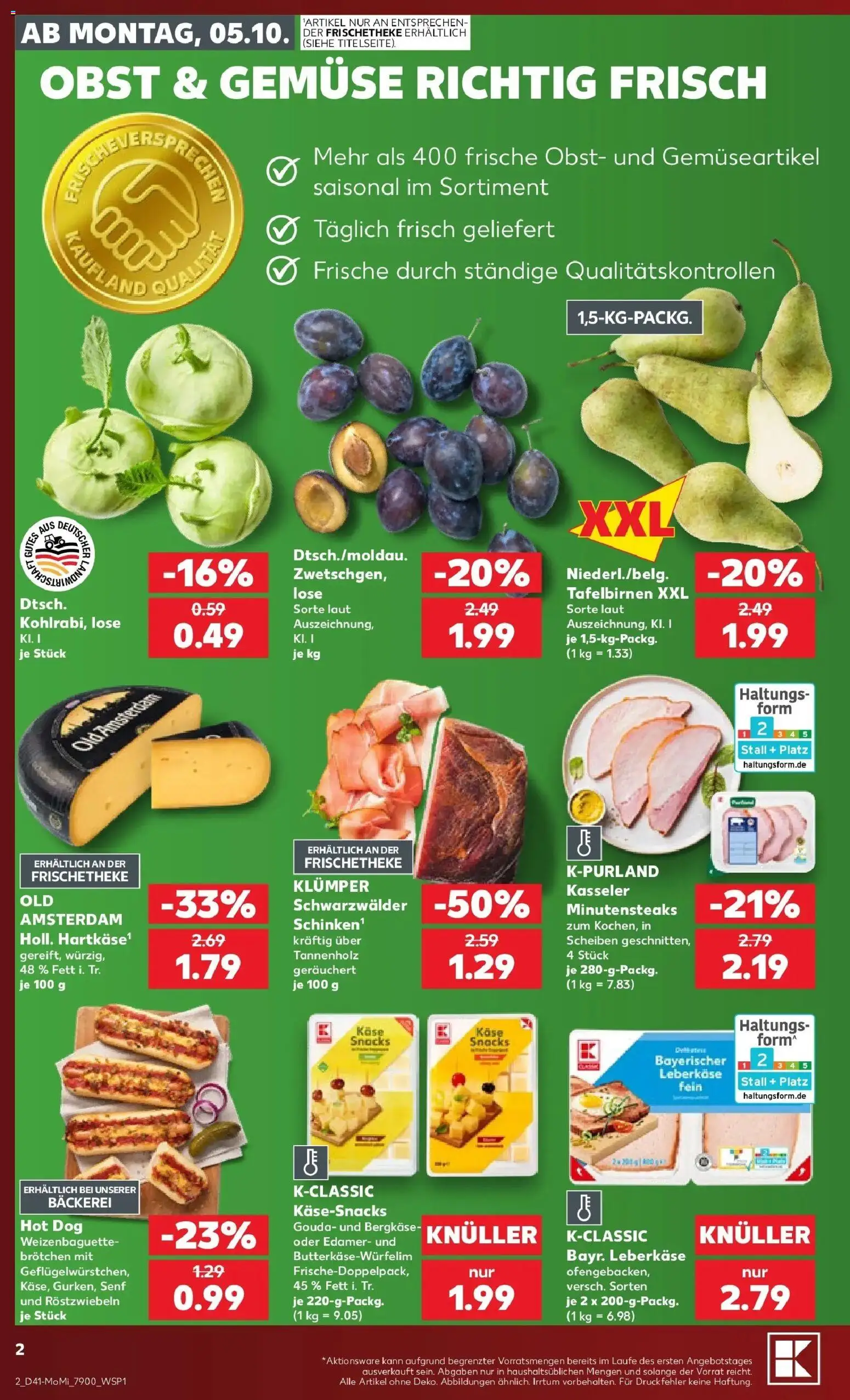 Prospekt Kaufland ab 05.10.2026 » Angebote Online zum Blättern | Seite: 2 | Produkte: Bäckerei, Edamer, Obst, Leberkase