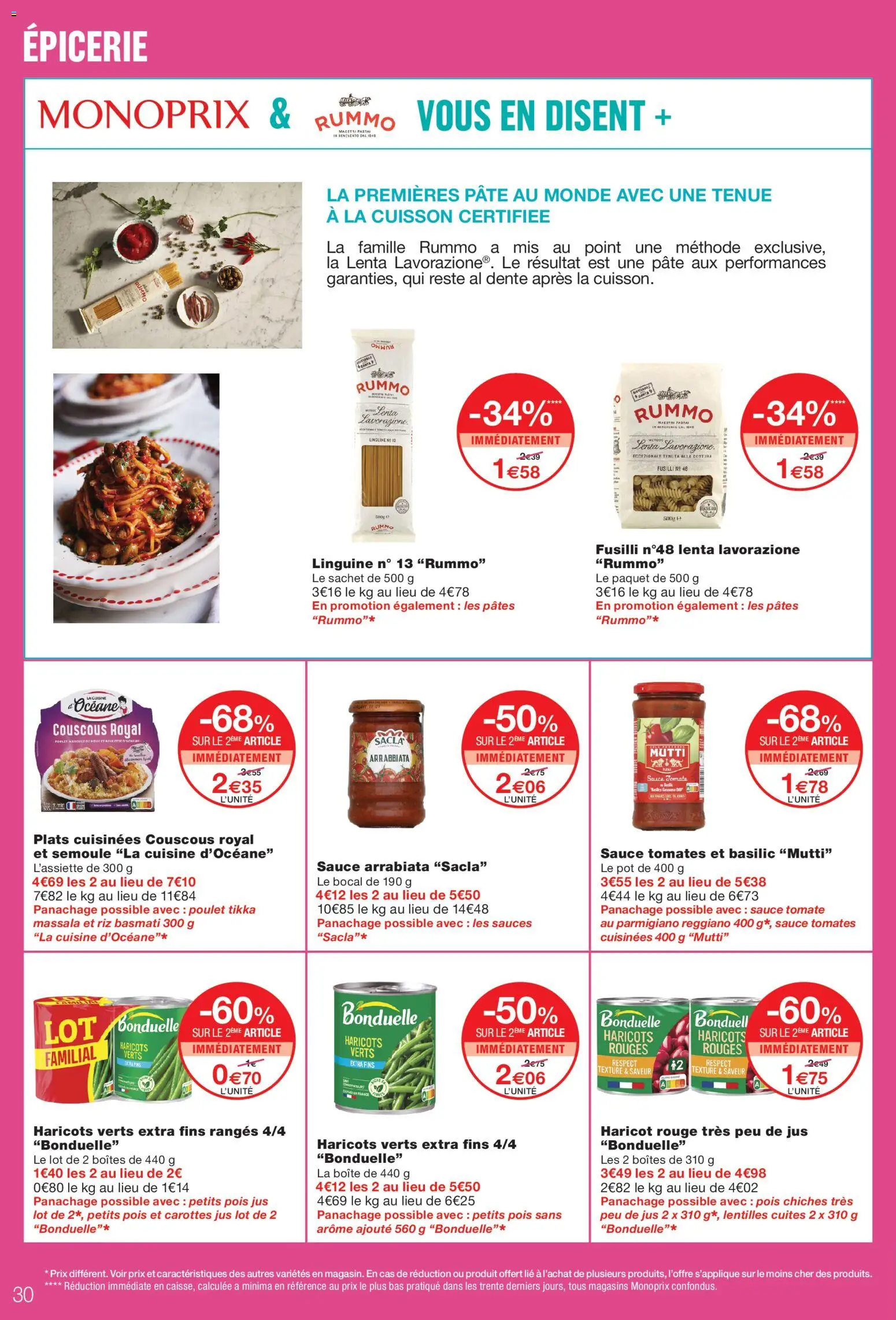 {H1} | Page: 30 | Produits: Sauce tomate, Riz basmati, Pâte, Haricots