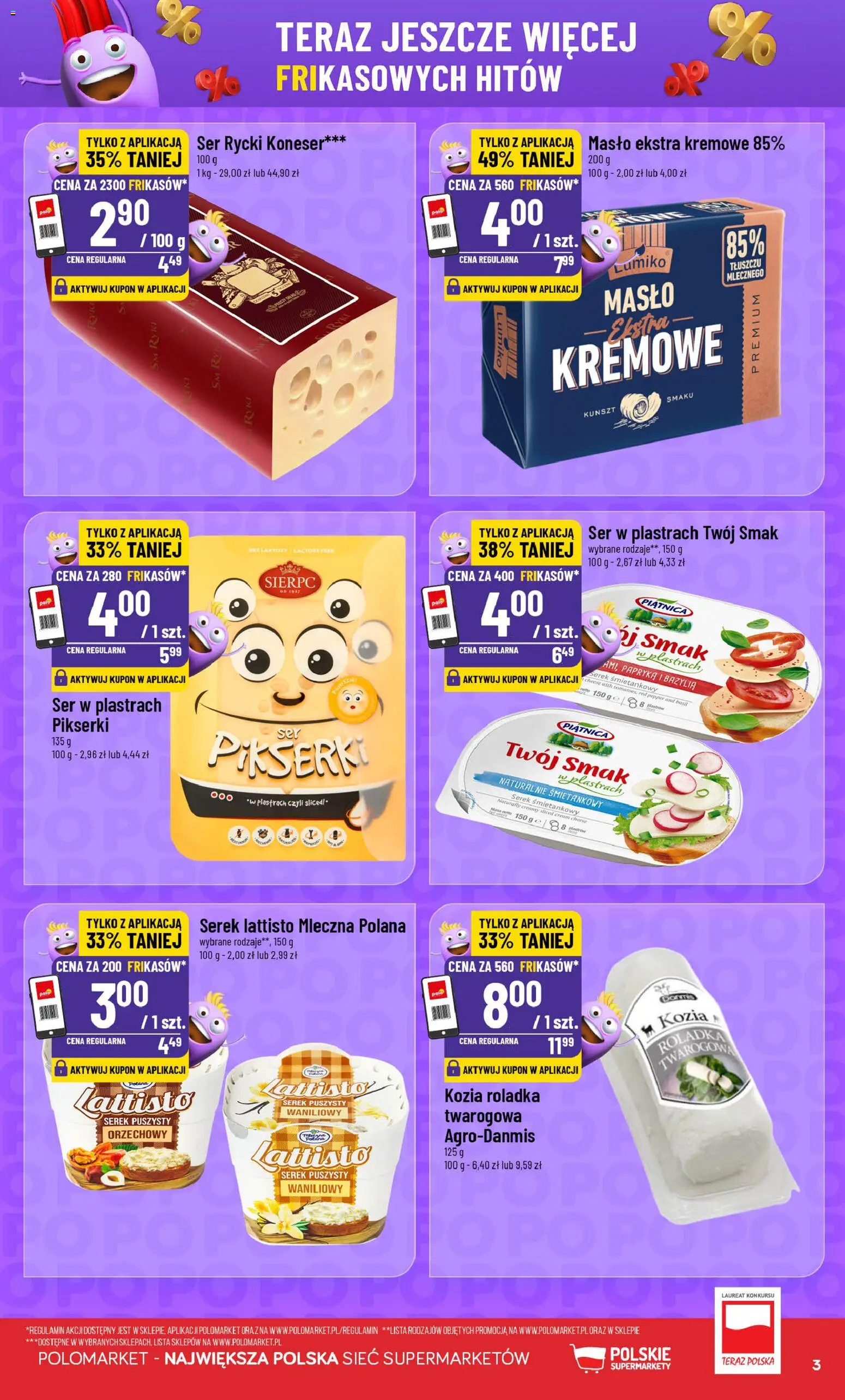 POLOmarket gazetka - Frikasowe Hity od 22.04.2026 | Strona: 3 | Produkty: Serek, Papryka, Bazylia, Masło