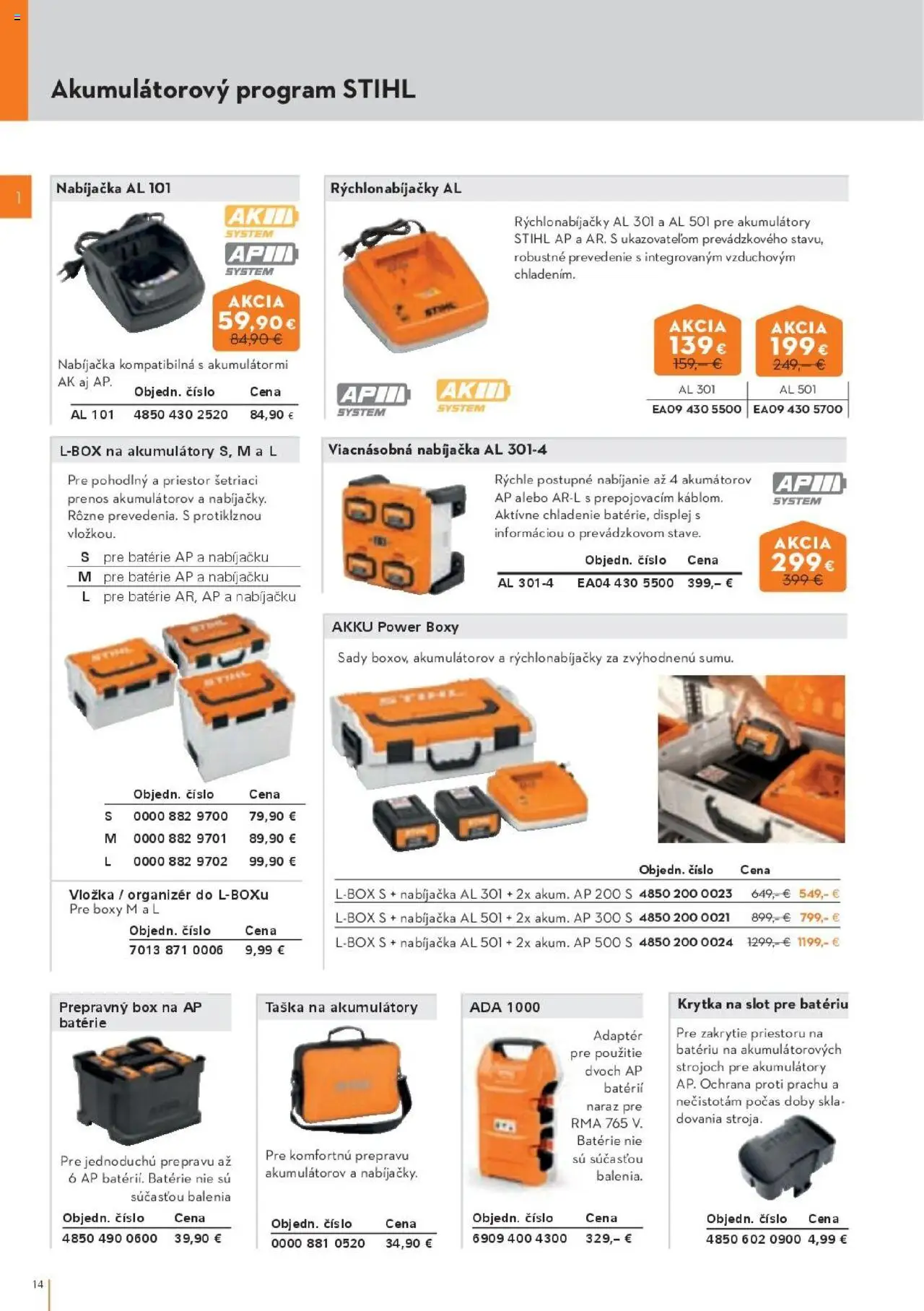 Nové STIHL akcie – leták je platný od 29.09.2025 | Strana: 14 | Produkty: Organizér, Nabíjačka, Taška, Adaptér