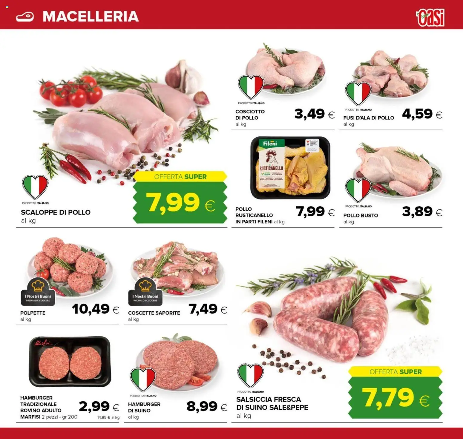 Volantino Oasi del 07.05.2026 | Pagina: 11 | Prodotti: Suino, Salsiccia, Hamburger, Polpette