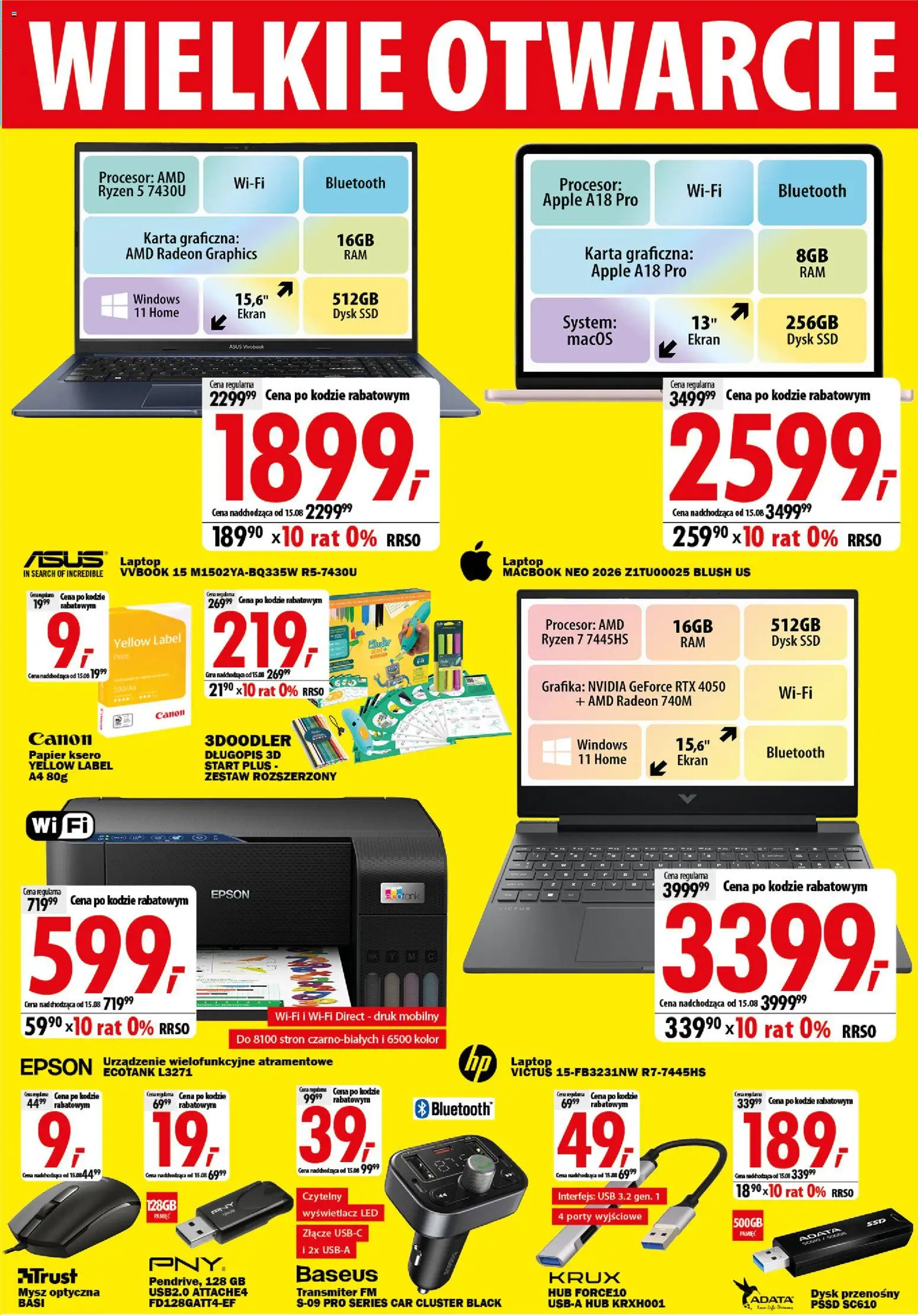 Mediaexpert promocje - Wielkie otwarcie Tychy od 06.08.2026 | Strona: 5 | Produkty: Mysz, Złącze, Dysk, USB