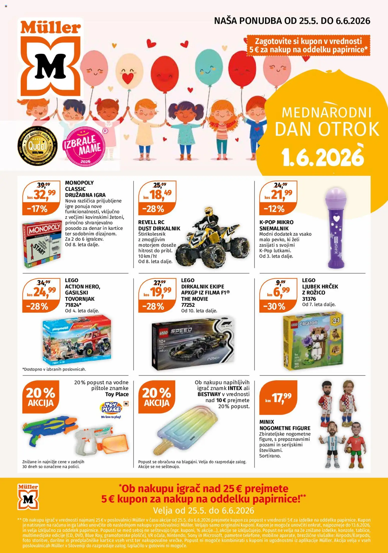Novi Müller katalog ponudbe – veljaven od 25.05.2026 | Stran: 1 | Izdelki: Slusalke, Igra, Kos