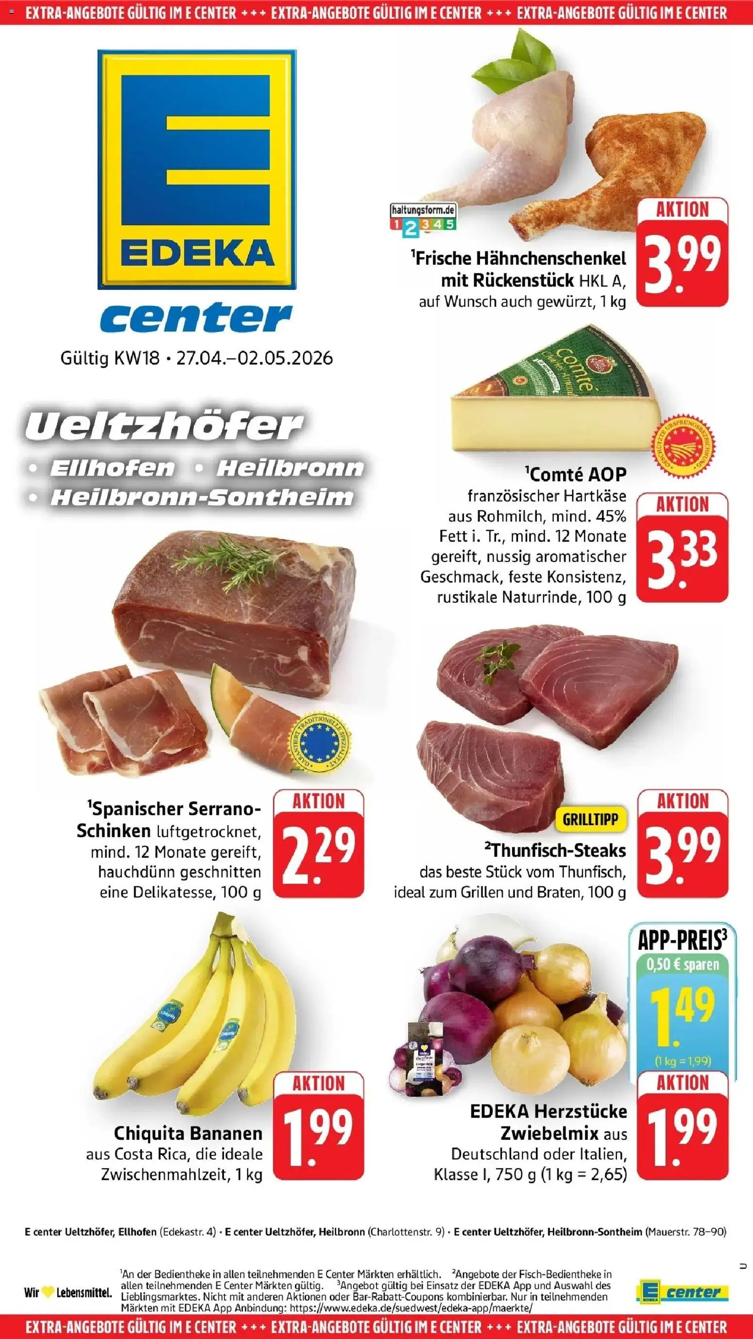 Edeka prospekt Heilbronn	 – gültig ab 27.04.2026 | Seite: 53 | Produkte: Hahnchenschenkel, Liege, Bananen, Steak