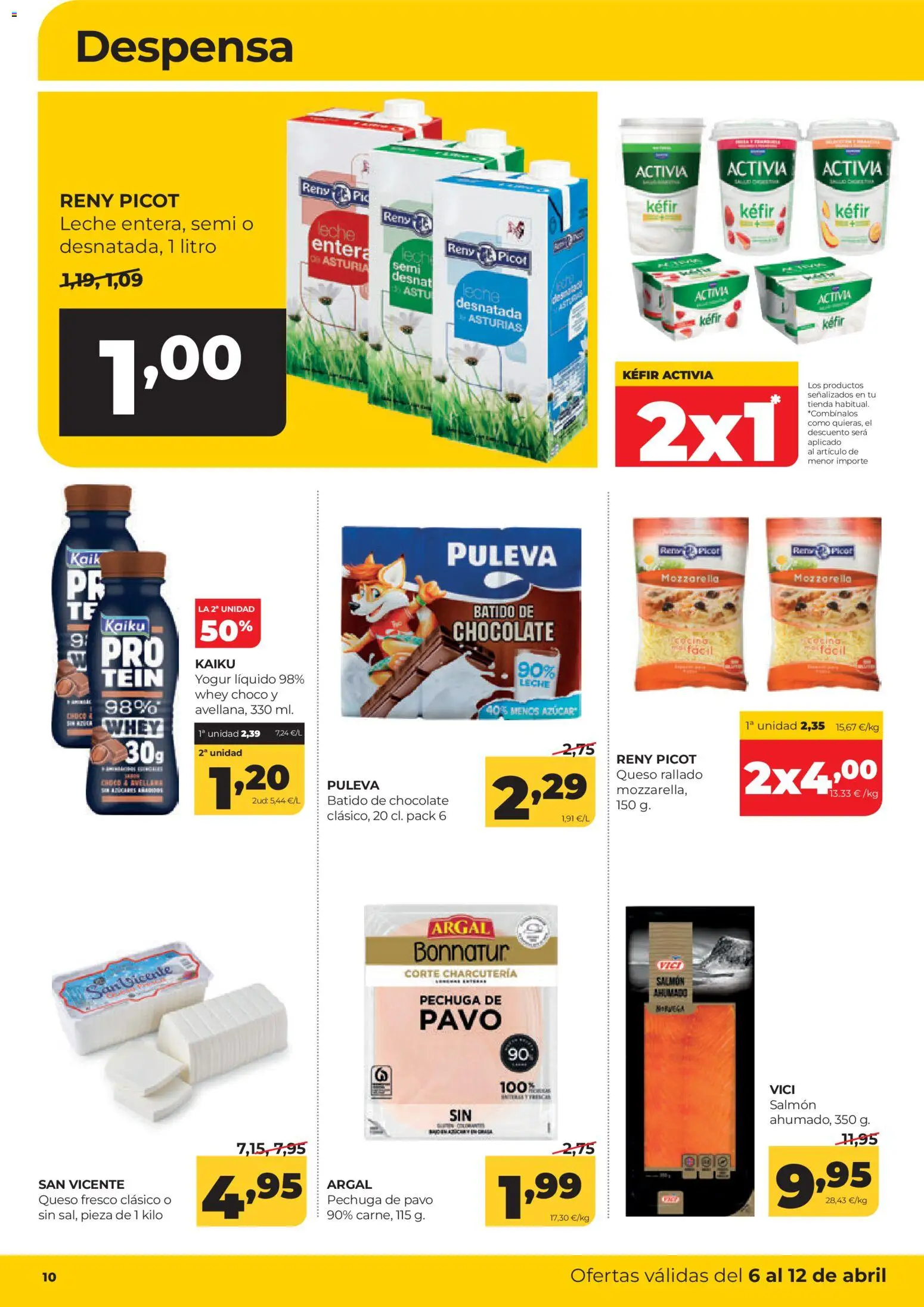 Alimerka folleto Asturias │ válido desde el 06.04.2026 | Página: 10 | Productos: Leche desnatada, Queso, Queso fresco, Queso rallado