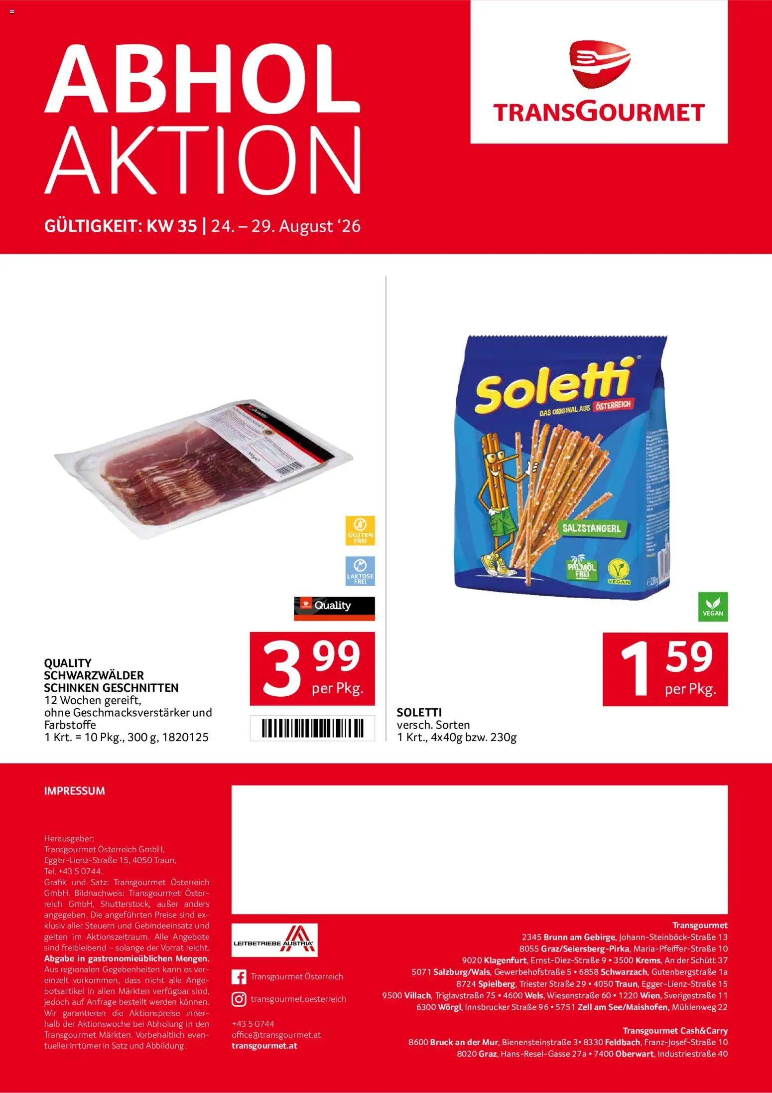 Transgourmet Flugblatt gültig ab 24.08.2026 | Seite: 28 | Produkte: Schinken