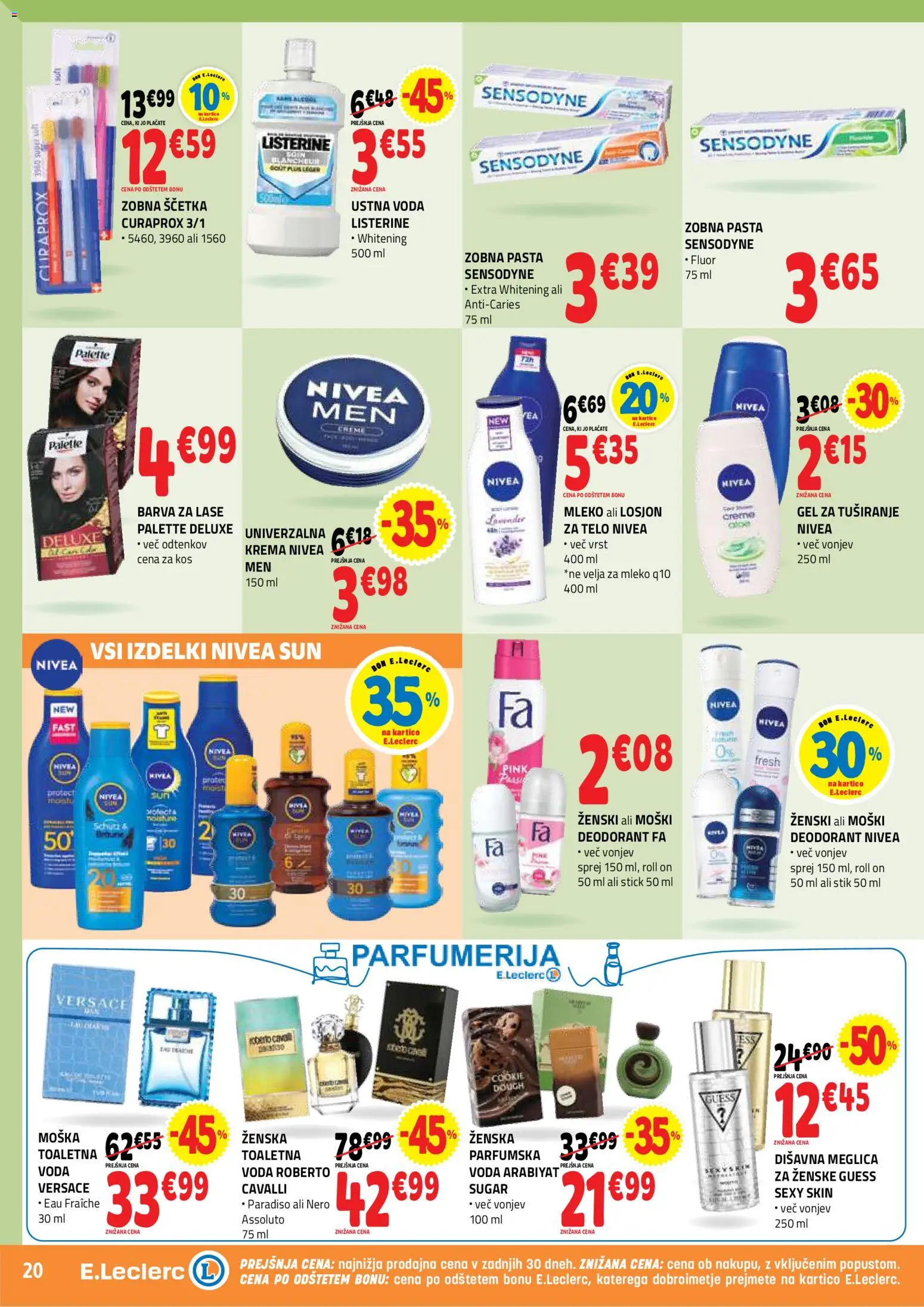 Novi E.leclerc katalog ponudbe – veljaven od 01.07.2026 | Stran: 20 | Izdelki: Barva za lase, Gel za tusiranje, Zobna pasta, Barva