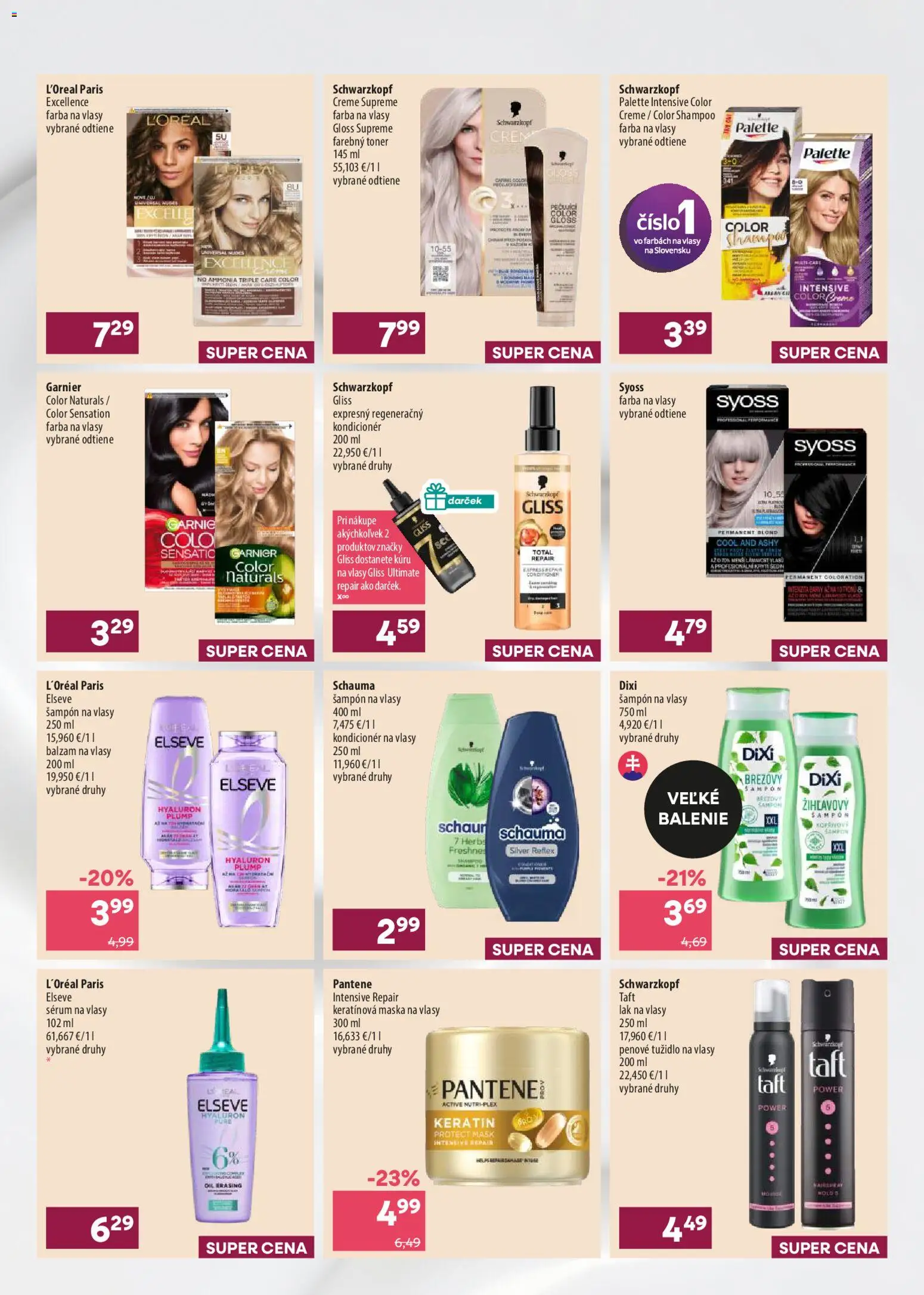 Nové 101 drogerie akcie – leták je platný od 21.10.2026 | Strana: 4 | Produkty: Kondicionér, Lak na vlasy, Tužidlo na vlasy, Toner