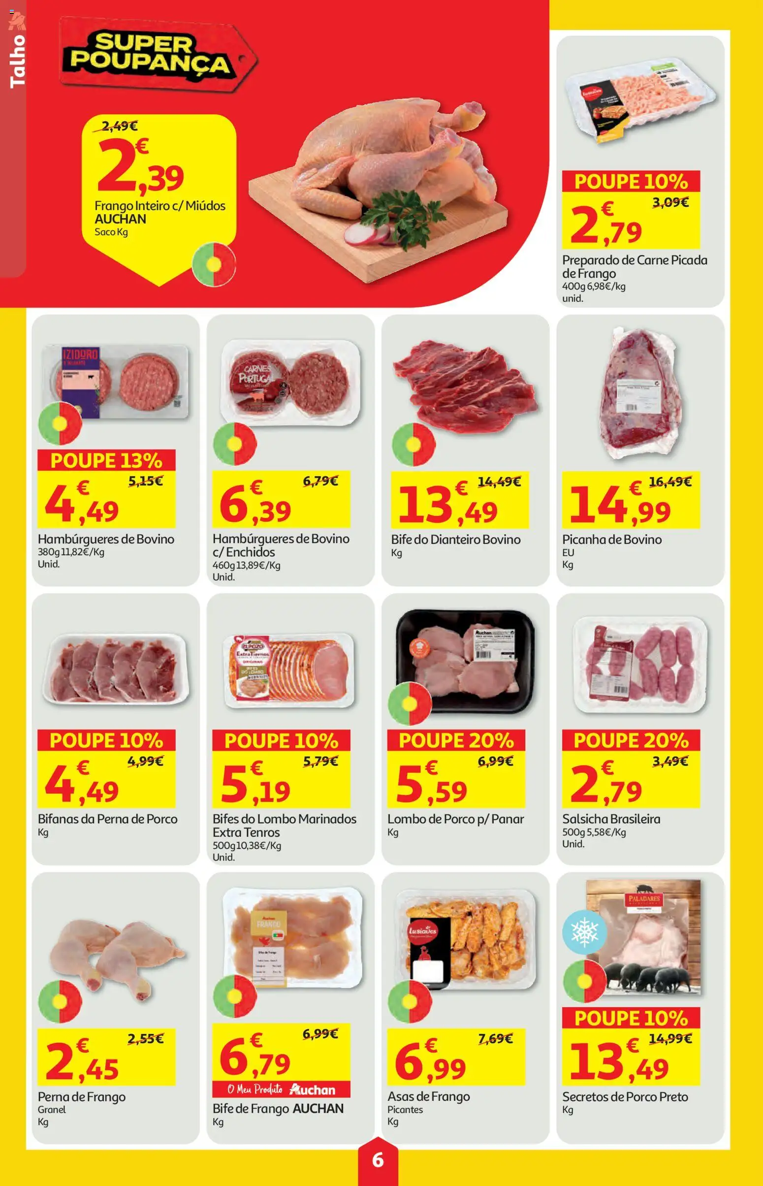 Auchan folheto │ válido de 28.05.2026 | Página: 6 | Produtos: Frango, Carne picada, Salsicha, Carne