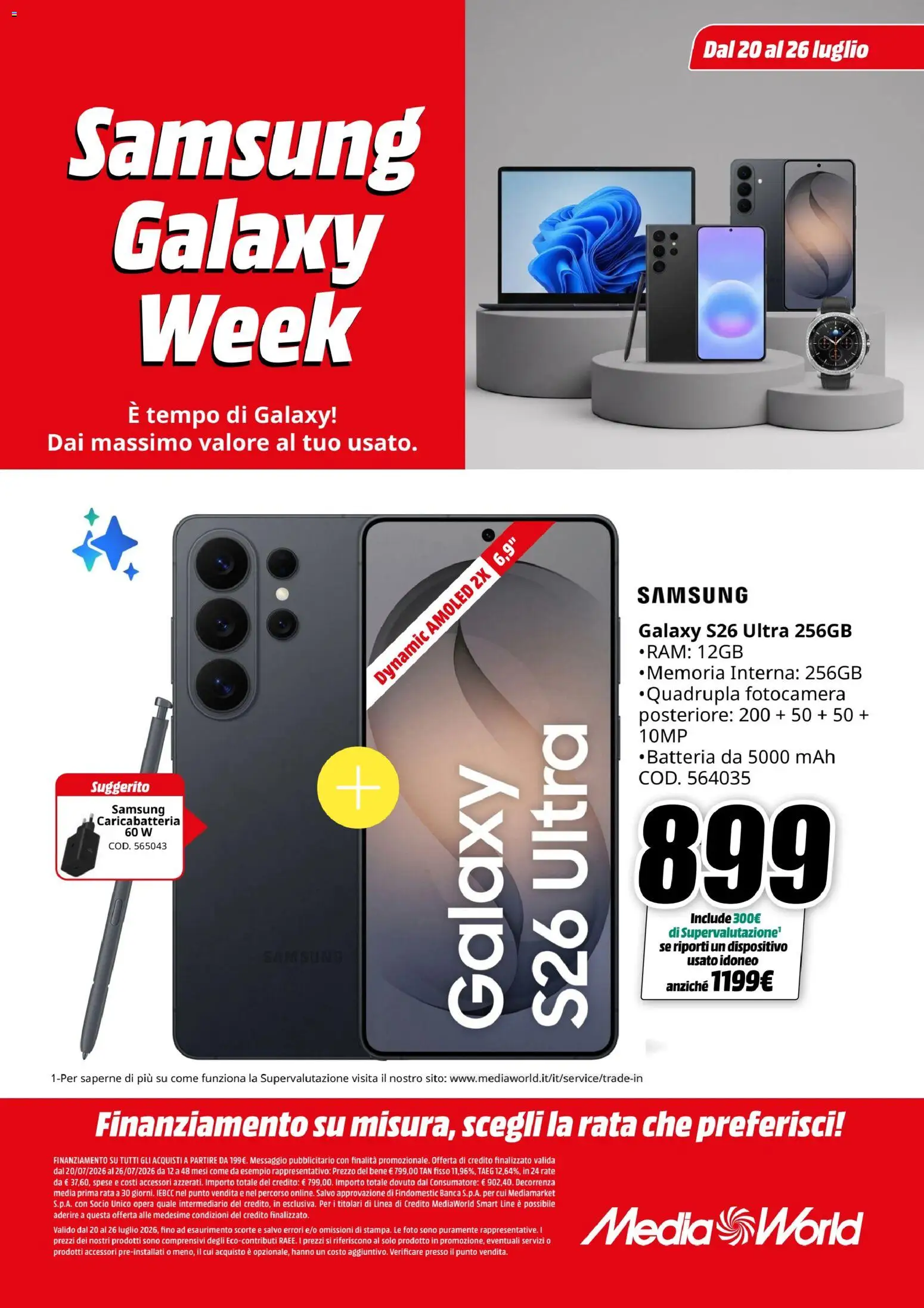 Volantino Media World del 20/07/2026 | Pagina: 2 | Prodotti: Samsung Galaxy, Fotocamera, Batteria, Samsung