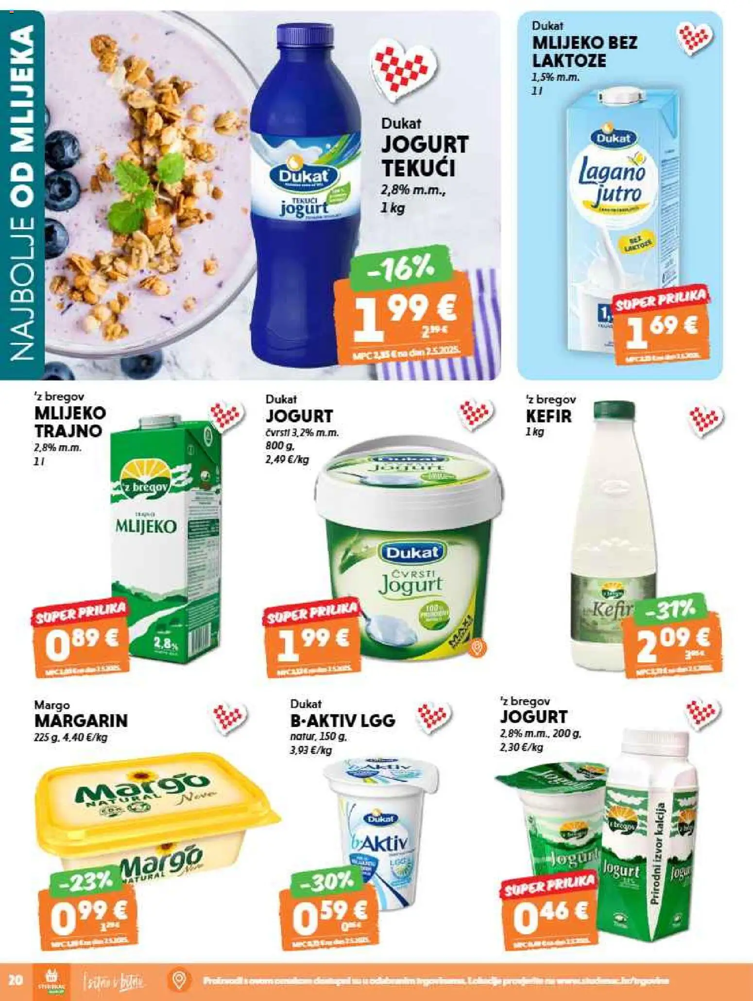 Studenac katalog | vrijedi od 09.09.2026 | Stranica: 20 | Proizvodi: Mlijeko, Jogurt, Margarin, Kefir