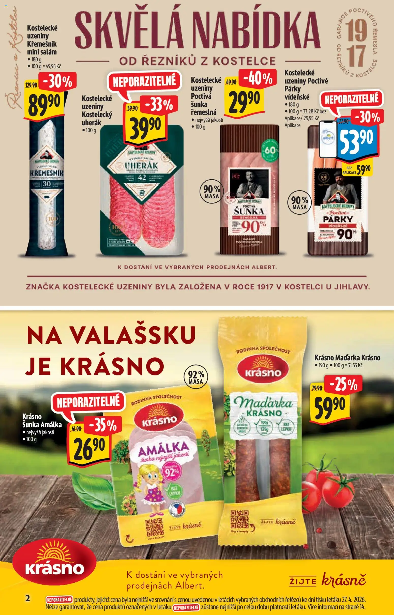 Albert katalog - Supermarket od 06.05.2026 | Strana: 2 | Produkty: Uherák, Salám, Šunka, Uzeniny