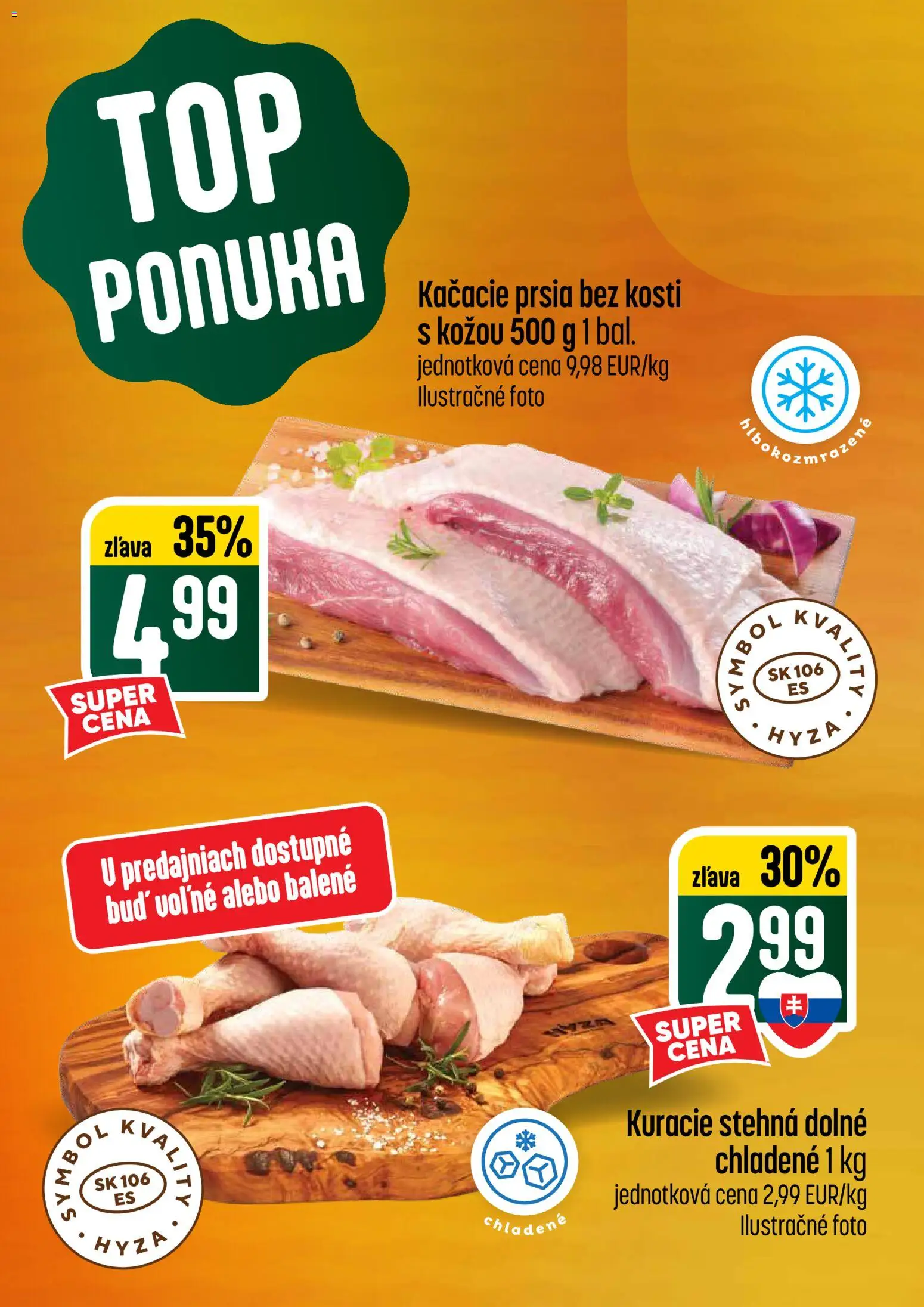 Nové COOP Jednota akcie – leták je platný od 18.06.2026 | Strana: 4 | Produkty: Kačacie prsia, Kuracie stehná