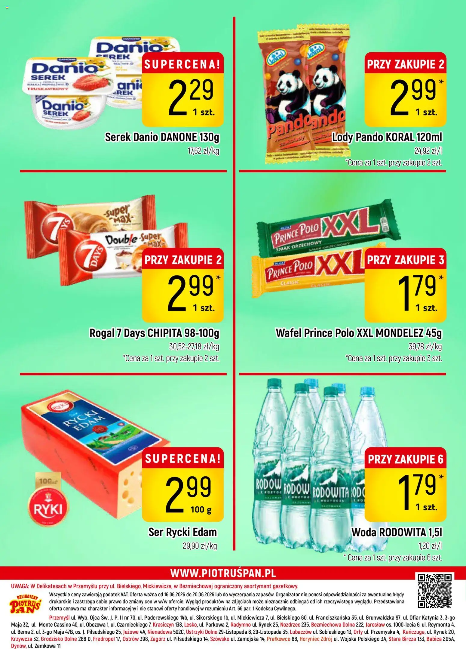Piotruś Pan gazetka od 16.06.2026 | Strona: 16 | Produkty: Prince polo xxl, Serek, Delikatesy, Woda