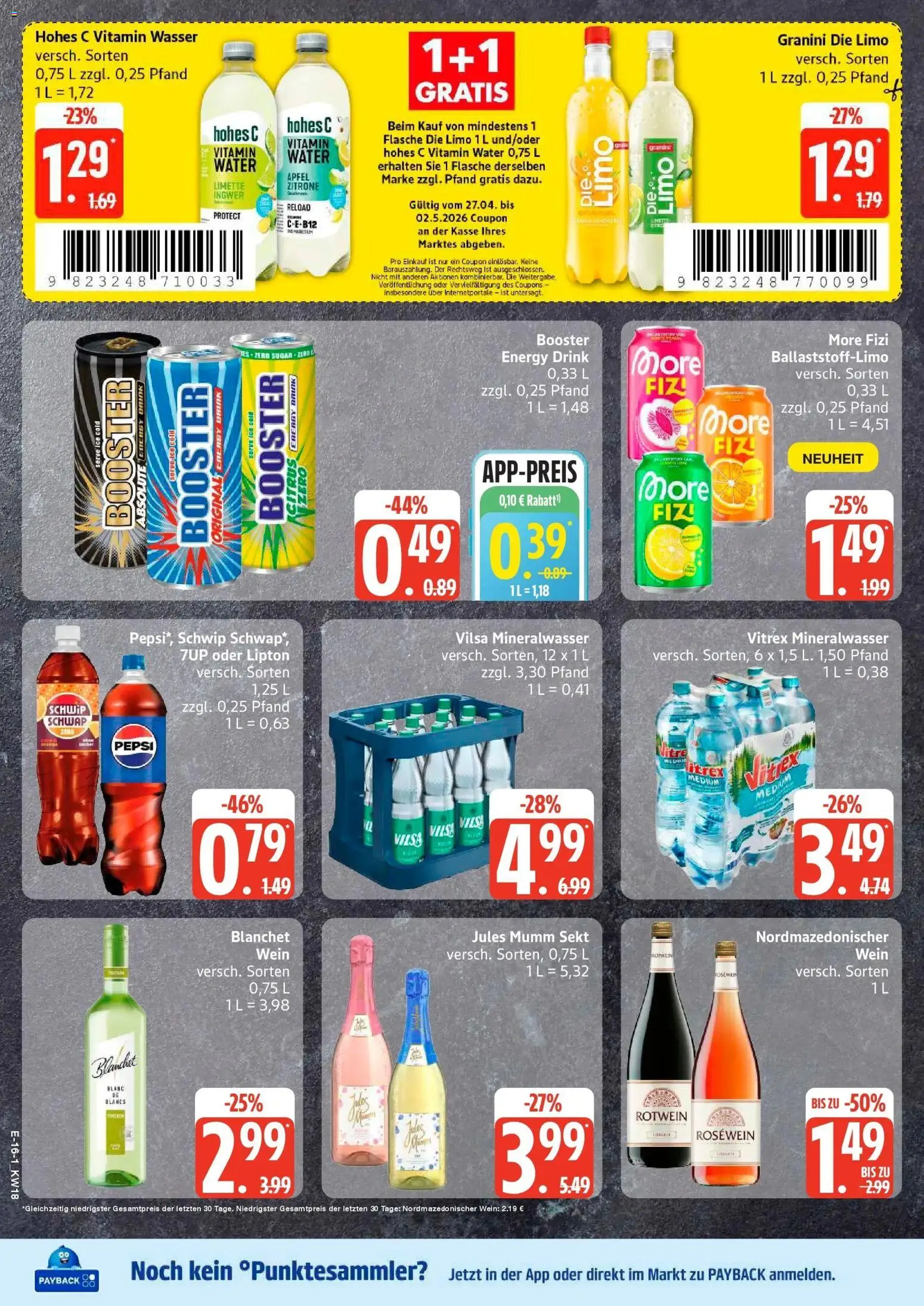 Edeka Prospekt Hamburg – gültig ab 27.04.2026 | Seite: 19 | Produkte: Wasser, Granini, Limette, Granini die limo