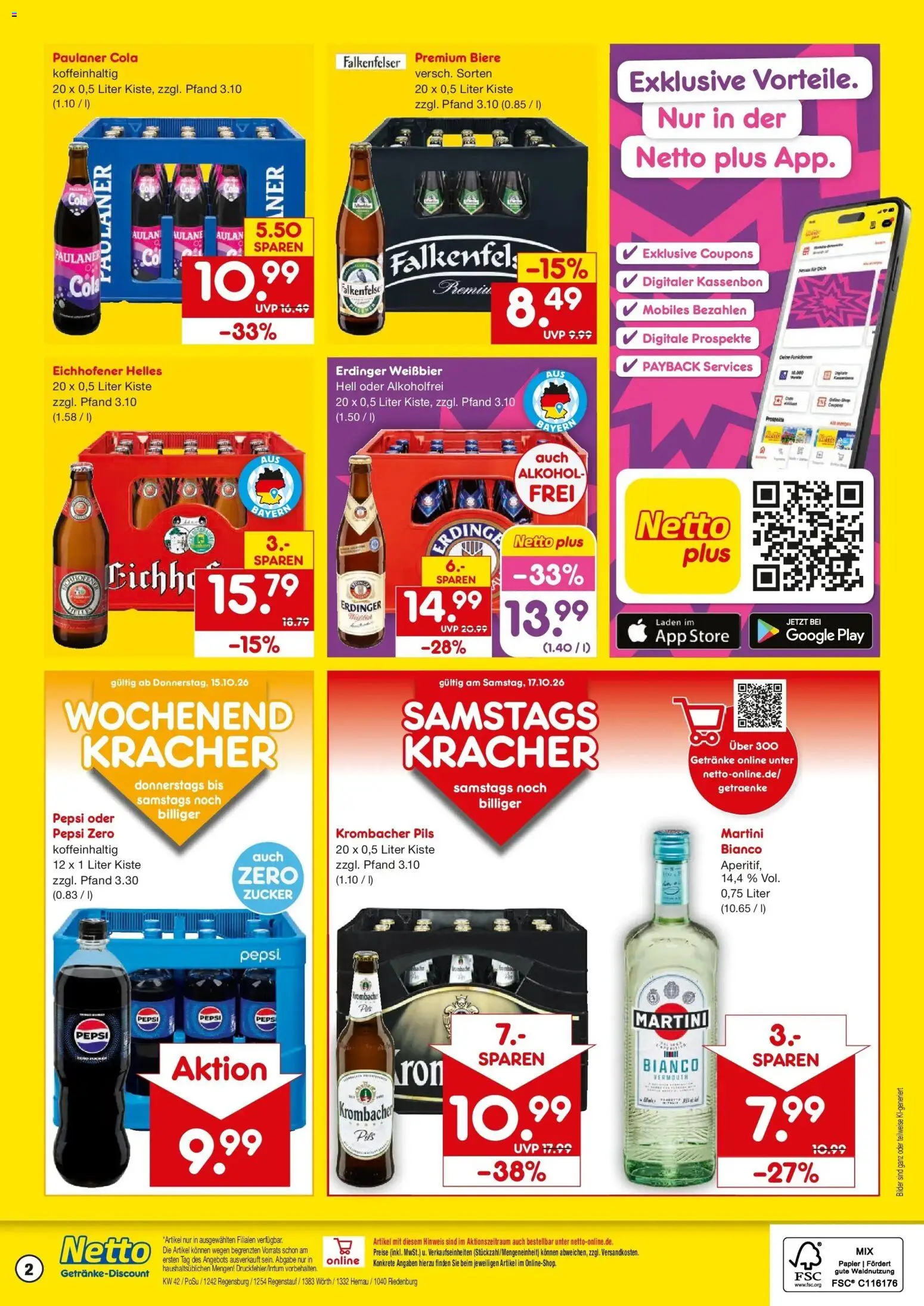 Netto Marken-Discount Prospekt Riedenburg-Aicholding – gültig ab 12.10.2026 | Seite: 2 | Produkte: Erdinger, Bilder, Krombacher, Pepsi