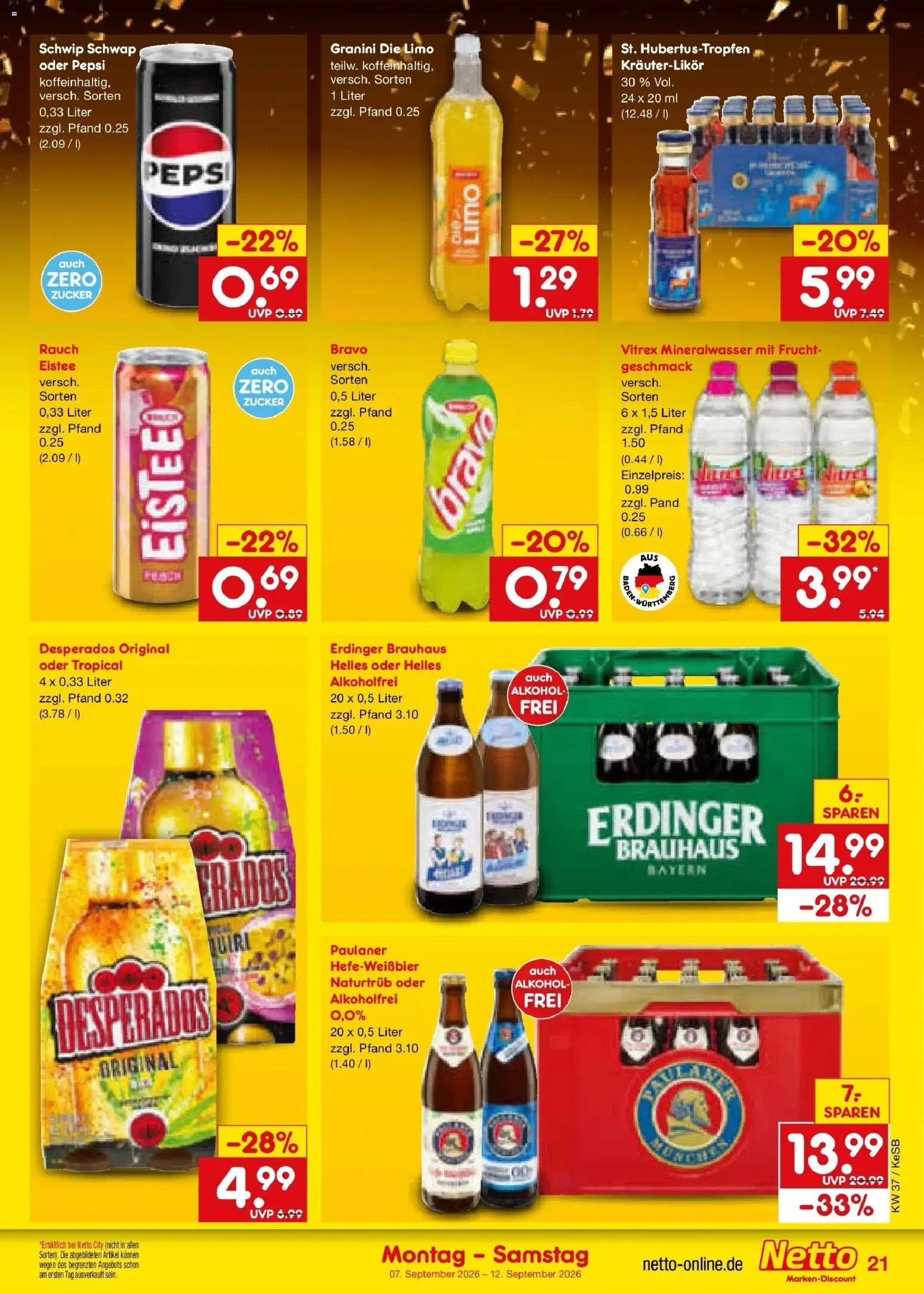Netto Marken-Discount Prospekt Kruft – gültig ab 07.09.2026 | Seite: 29 | Produkte: Alkohol, Zucker, Desperados, Pepsi