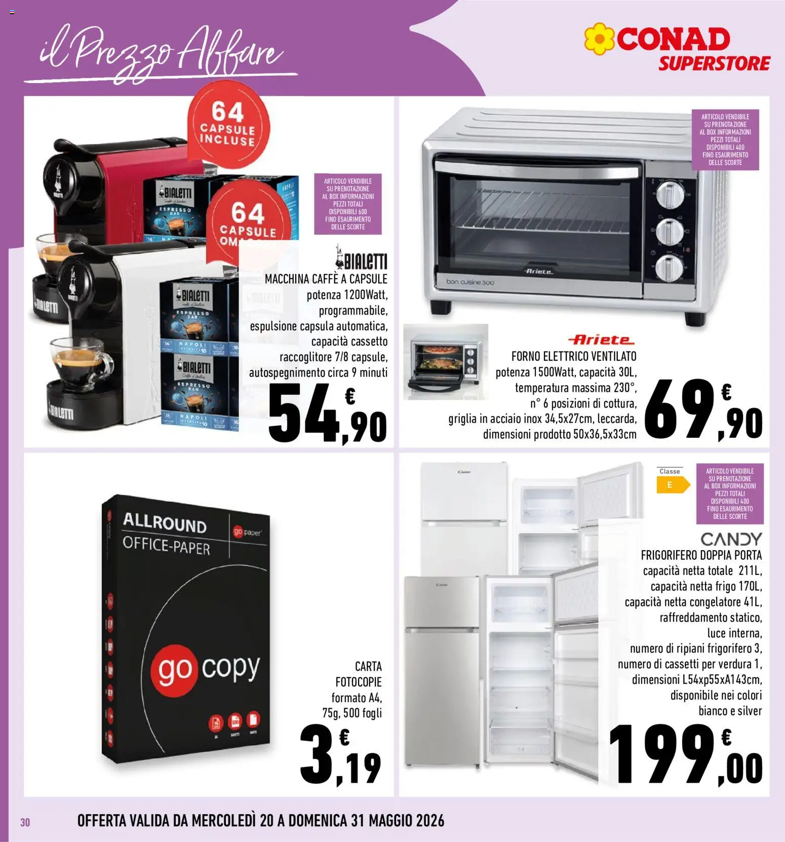 Volantino Conad del 20.05.2026 | Pagina: 30 | Prodotti: Caffè, Forno, Griglia, Forno elettrico