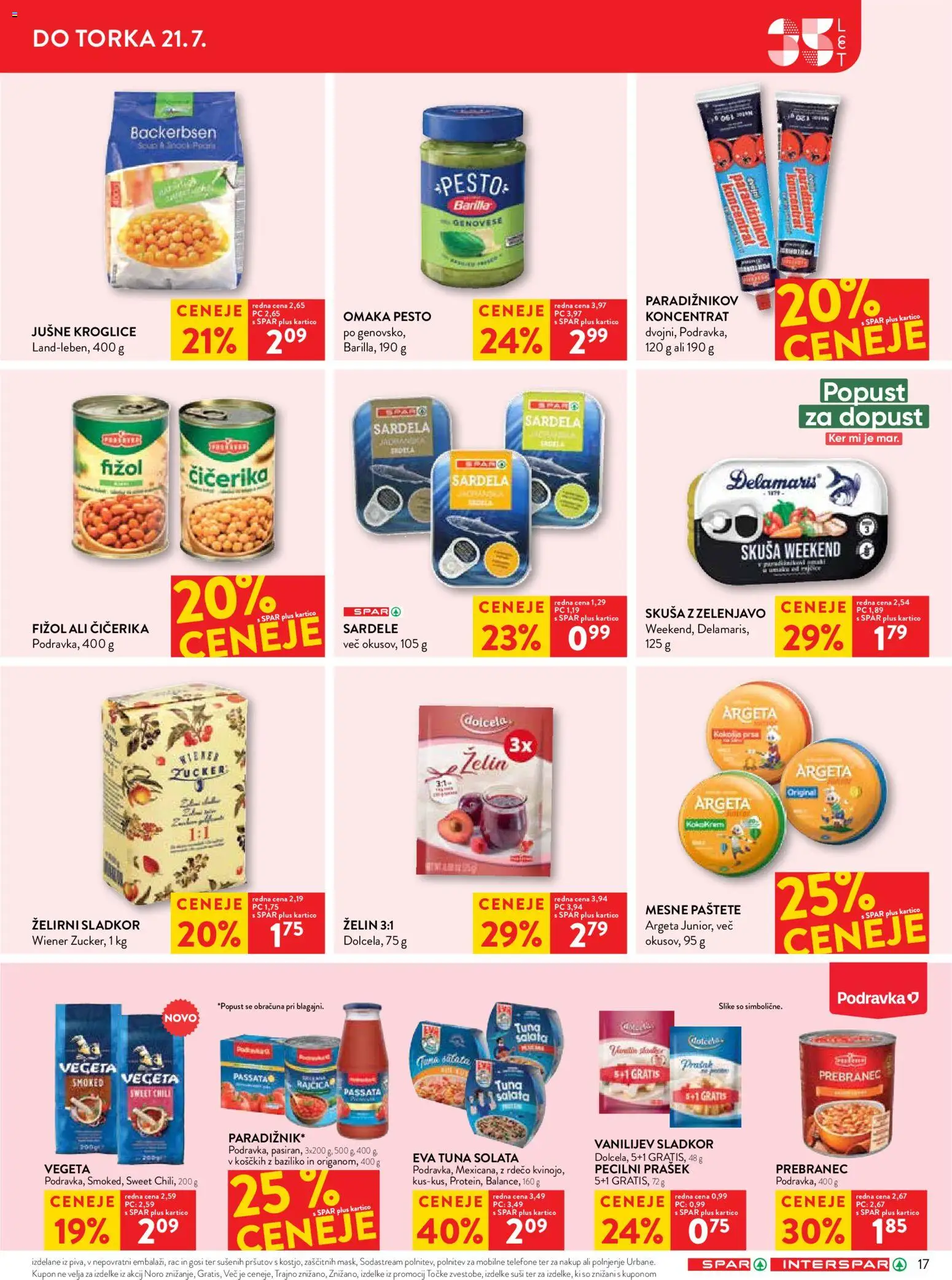 Novi Spar katalog ponudbe – veljaven od 16.07.2026 | Stran: 23 | Izdelki: Prašek, Tuna, Pesto, Sardele