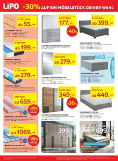 Lipo aktionen ab 30.06.2026 gültig | Seite: 4 | Produkte: Schwebetürenschrank, Polsterbett, Lattenrost, Boxspringbett