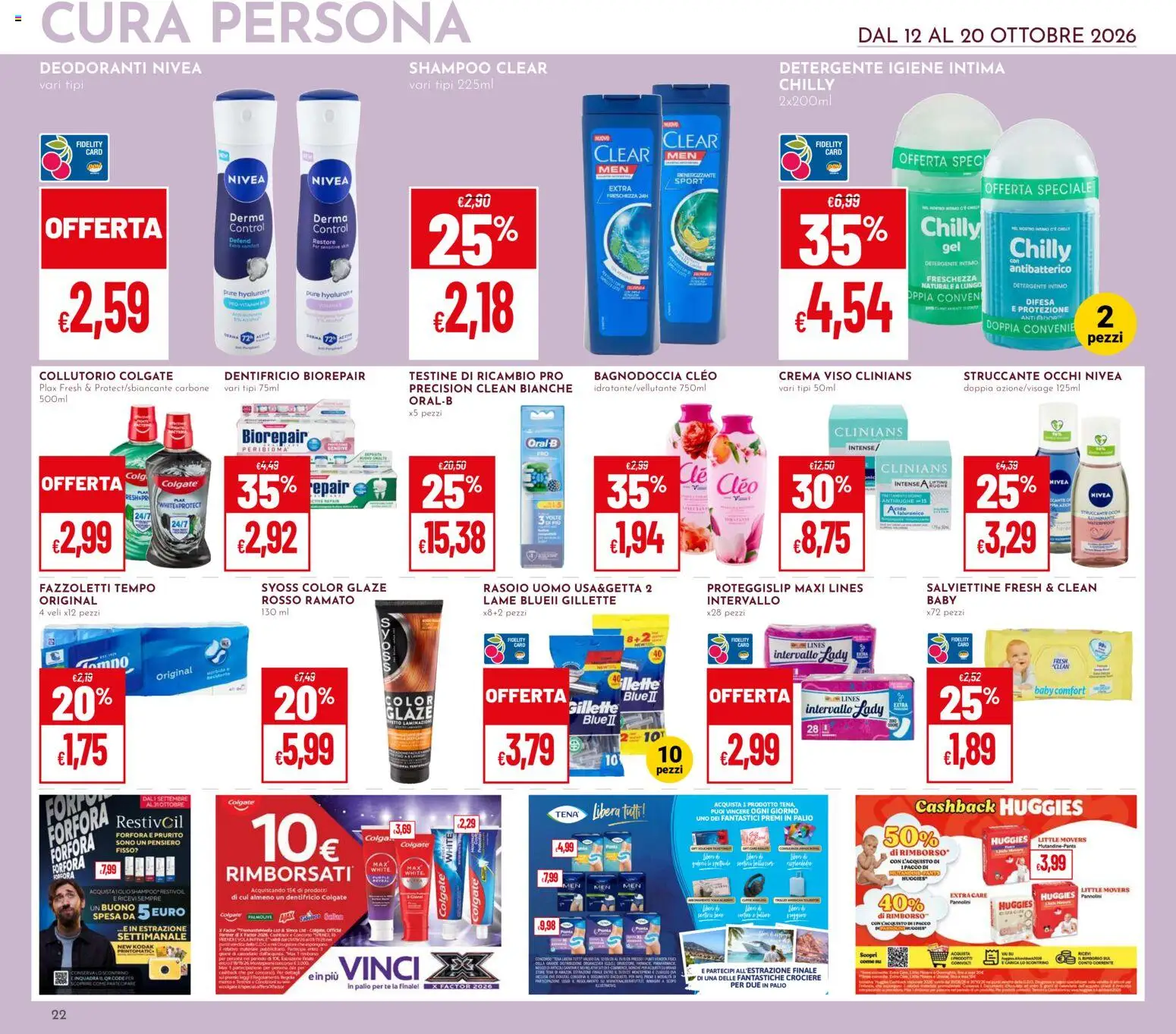 Volantino Pan del 12/10/2026 | Pagina: 22 | Prodotti: Shampoo, Rasoio, Collutorio, Crema viso