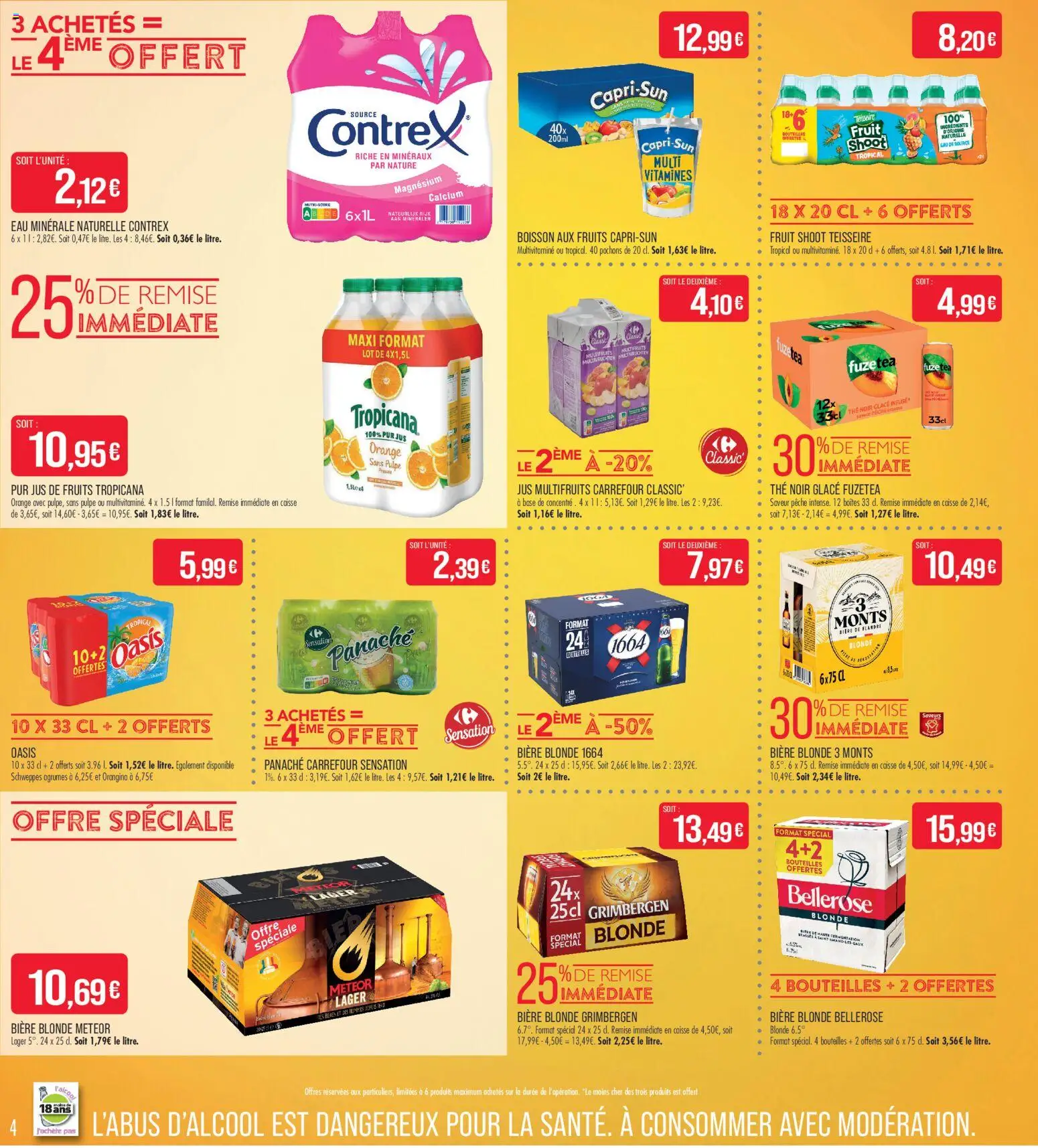 {H1} | Page: 4 | Produits: Biere blonde 1664, Eau de source, Jus, Grimbergen biere blonde