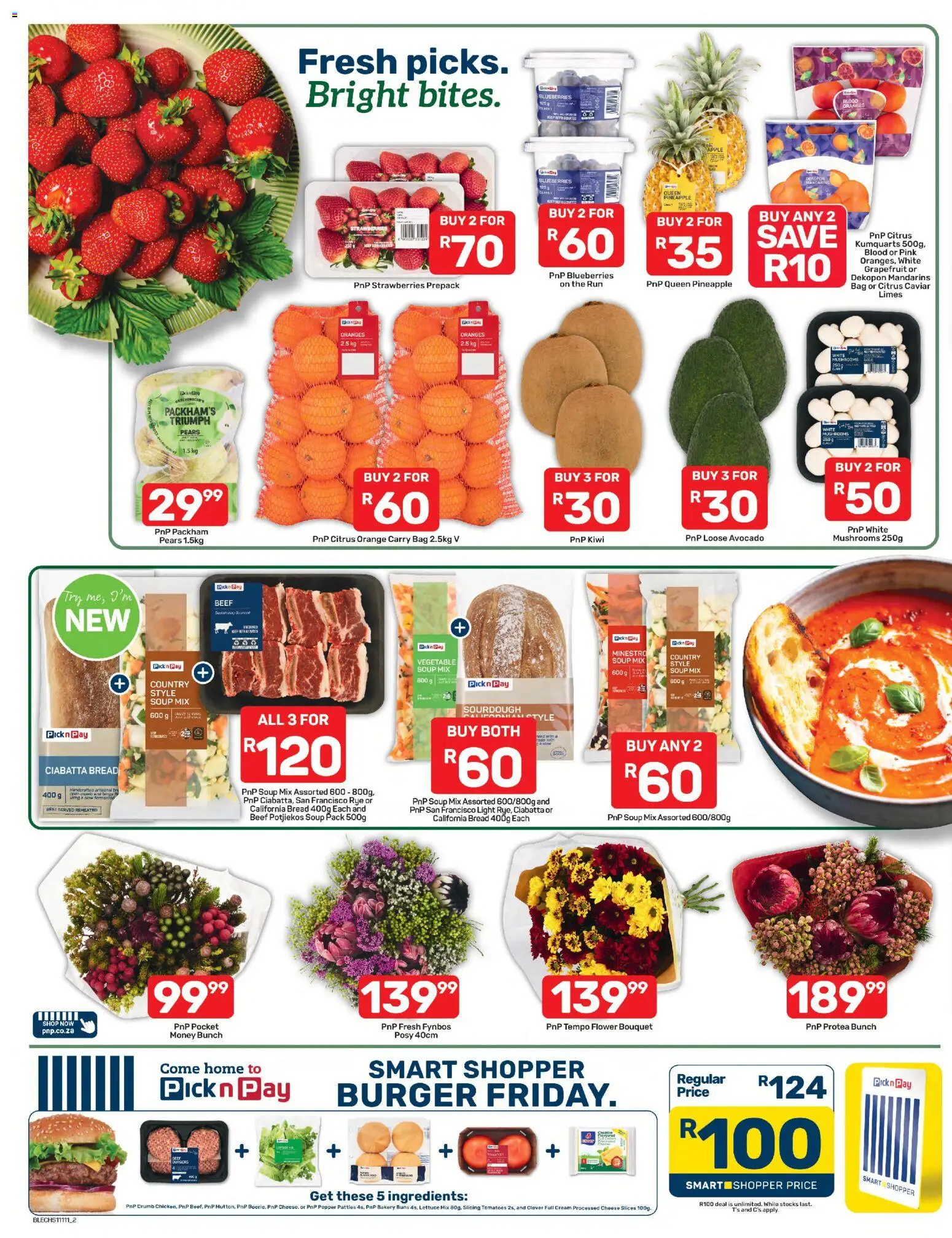 New Pick n Pay catalogue – valid from 10/08/2026 | Page: 2 | Products: Blueberries, Avocado, Pineapple, Strawberries