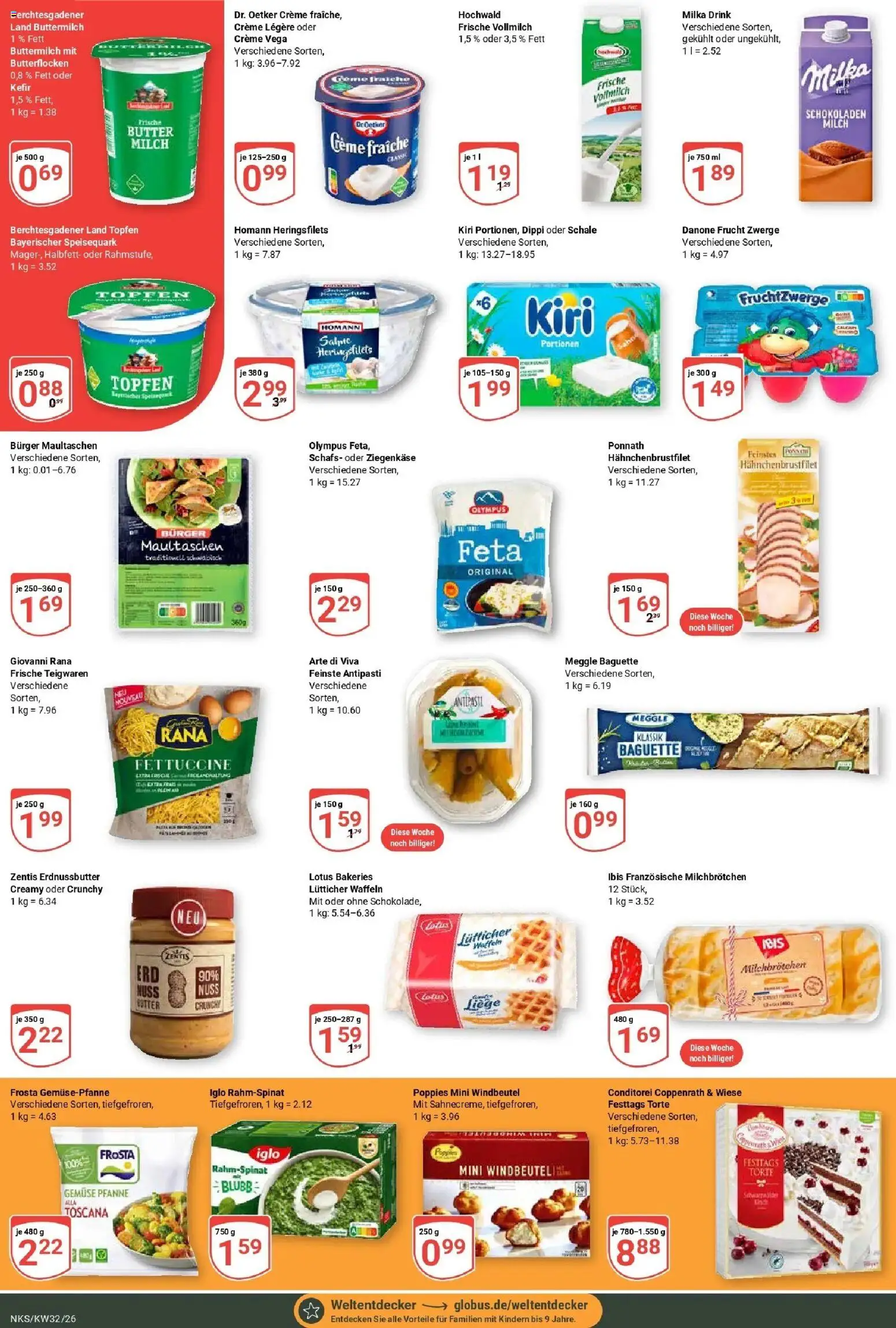 Globus Prospekt Neunkirchen (ab 03.08.2026) » Angebote online | Seite: 6 | Produkte: Milch, Butter, Fruchtzwerge, Maultaschen