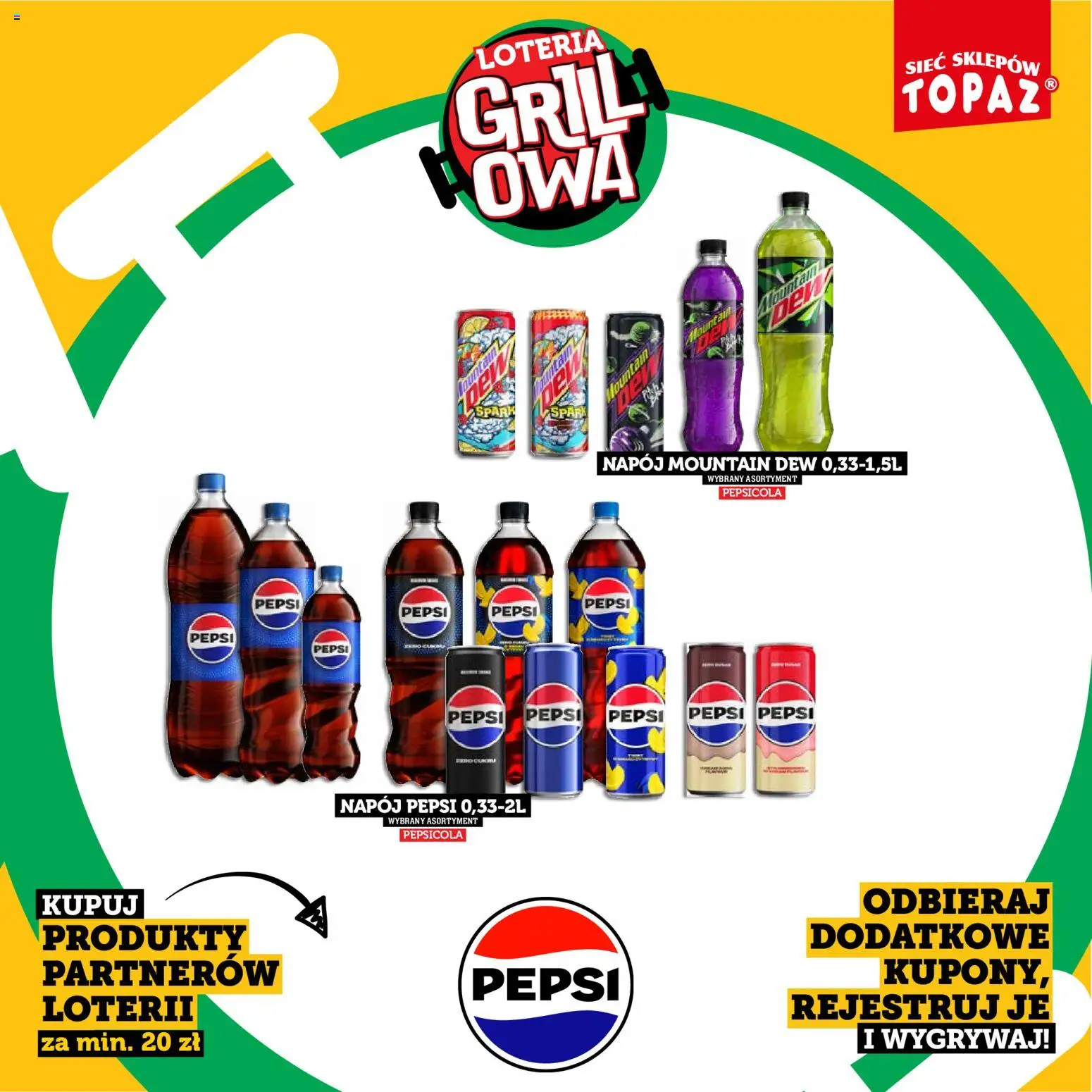 Topaz gazetka - Kupuj, Grilluj I Wygrywaj od 20.04.2026 | Strona: 61 | Produkty: Grill, Pepsi