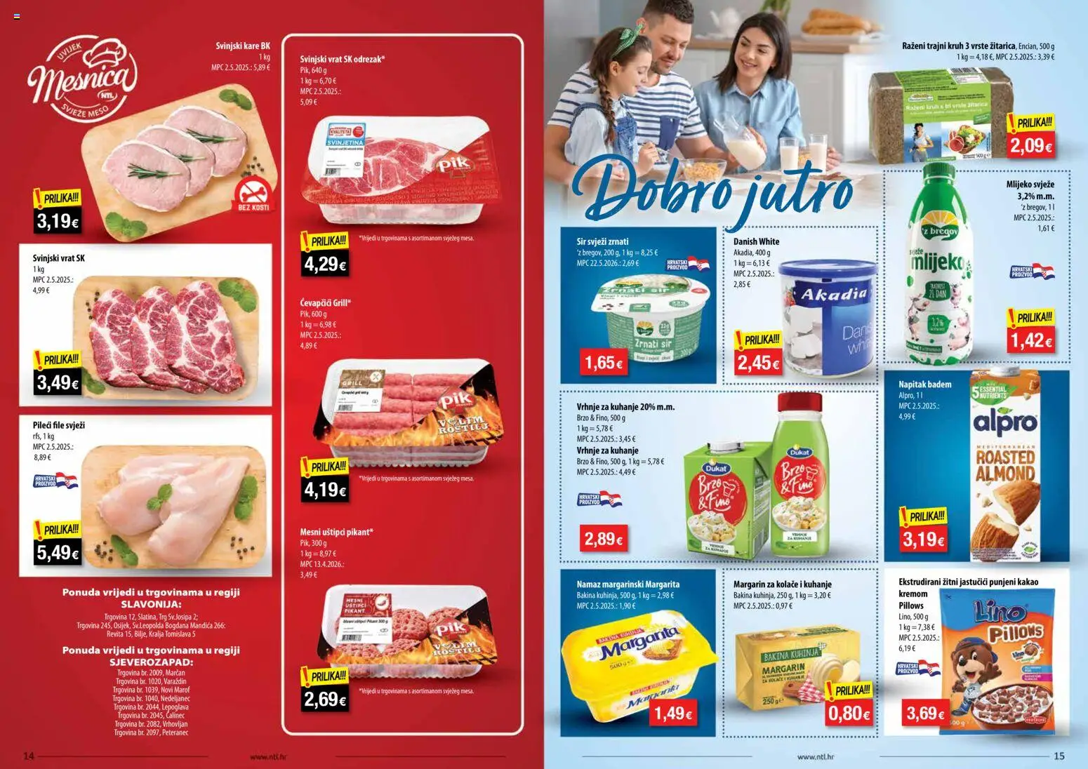NTL katalog | vrijedi od 12.08.2026 | Stranica: 8 | Proizvodi: Mlijeko, Pileći file, Margarin, Namaz