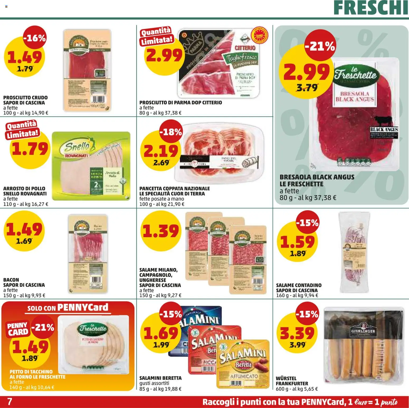 Volantino PENNY del 21.05.2026 | Pagina: 7 | Prodotti: Salame, Bresaola, Pancetta, Tacchino