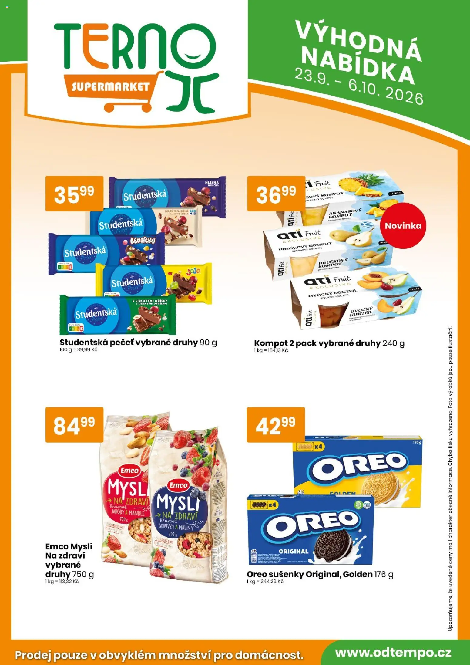 Tempo leták od 23.09.2026 | Strana: 13 | Produkty: Kompot, Oříšky, Oreo, Mysli