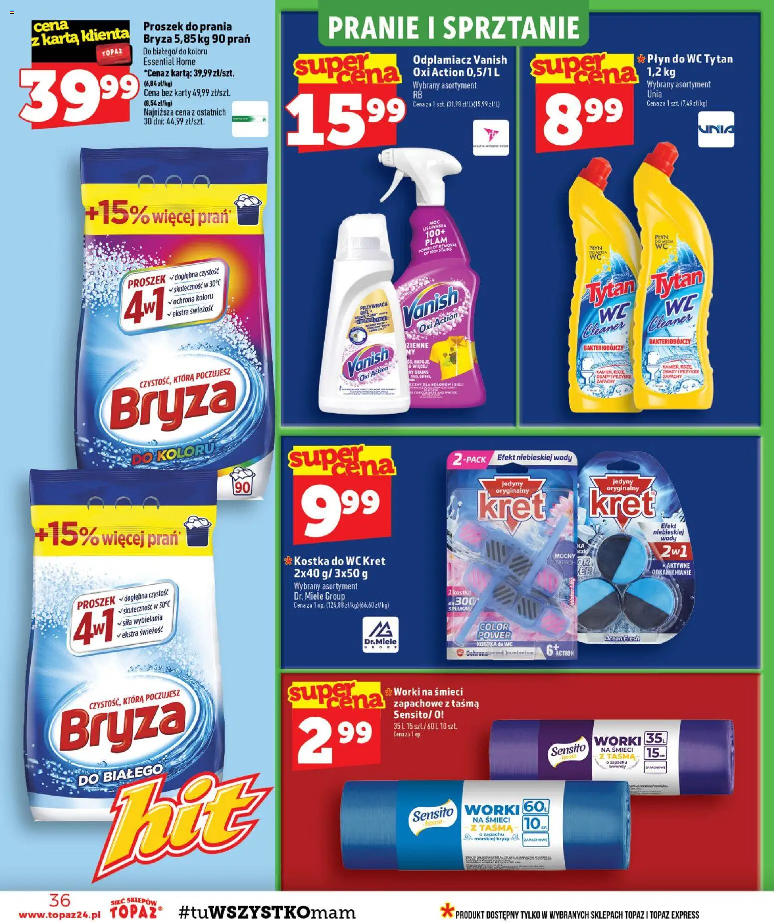 Topaz gazetka od 20.08.2026 | Strona: 36 | Produkty: Vanish, Proszek, Proszek do prania, Odplamiacz