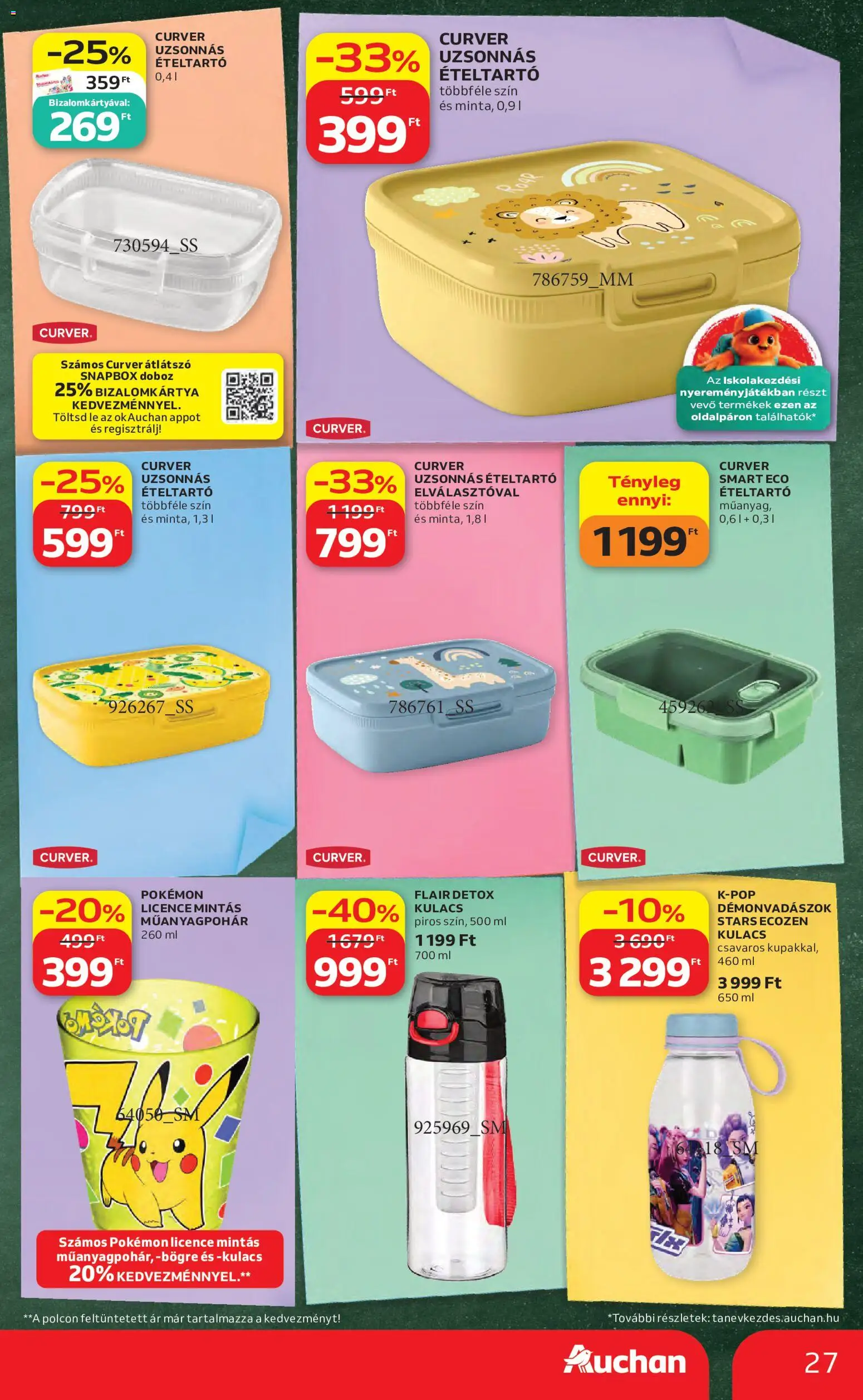 Auchan akciós ujság - amely érvényes a következő dátumtól: 2026.08.06. | Oldal: 27 | Termékek: Ételtartó, Bögre, Kulacs, Doboz