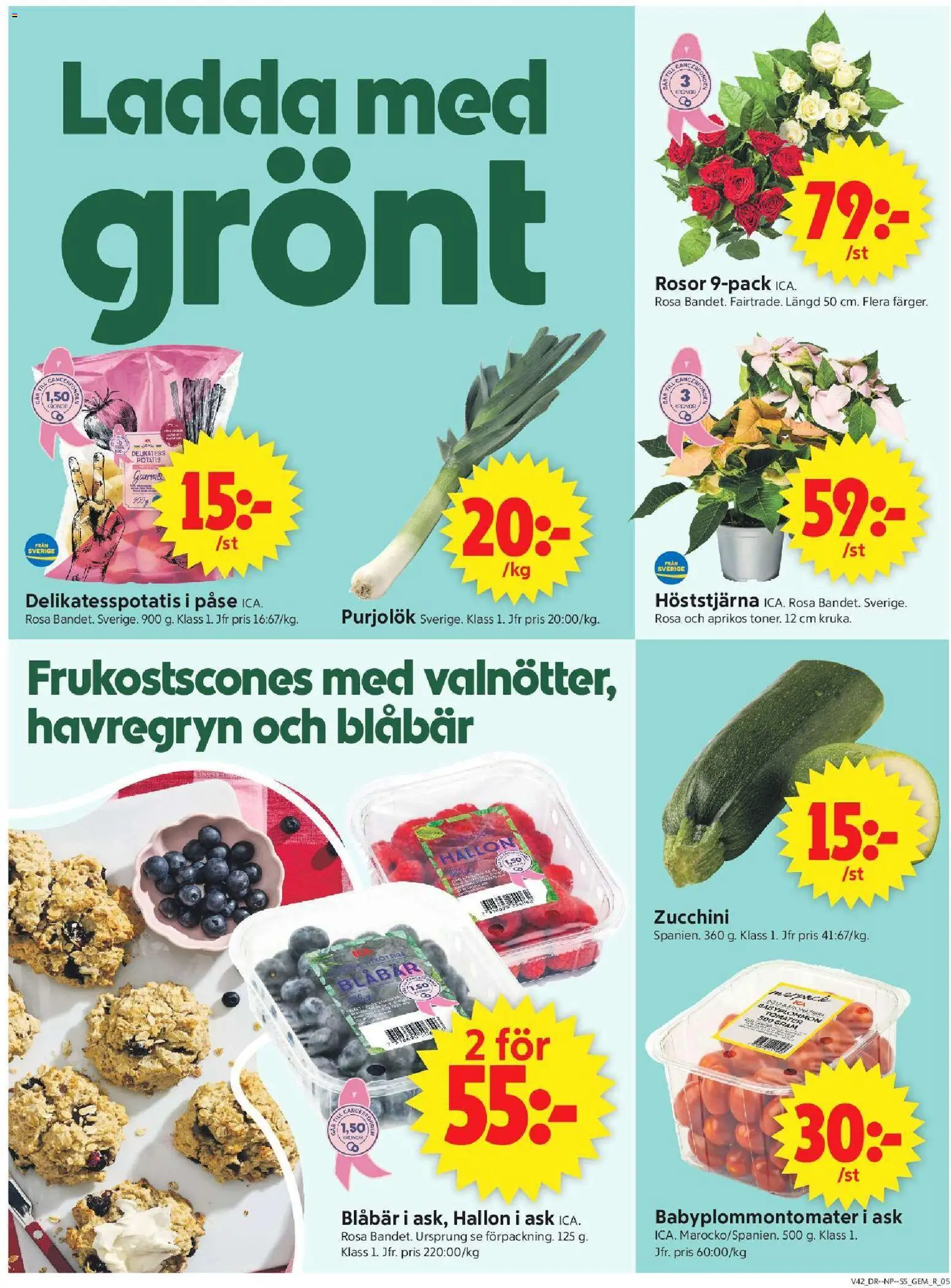 ICA Supermarket reklamblad aktuell från 12/10/2026 | Sida: 5 | Produkter: Purjolök, Tomater, Blåbär, Zucchini