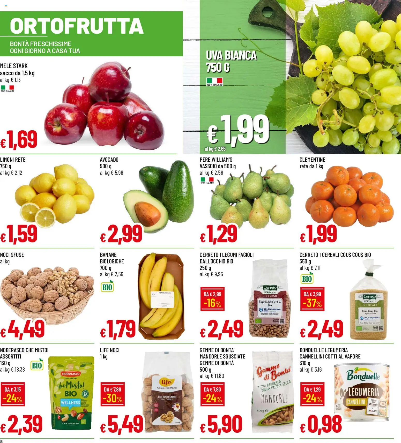 Volantino Galassia del 08/10/2026 | Pagina: 8 | Prodotti: Pere, Avocado, Cannellini, Frutta
