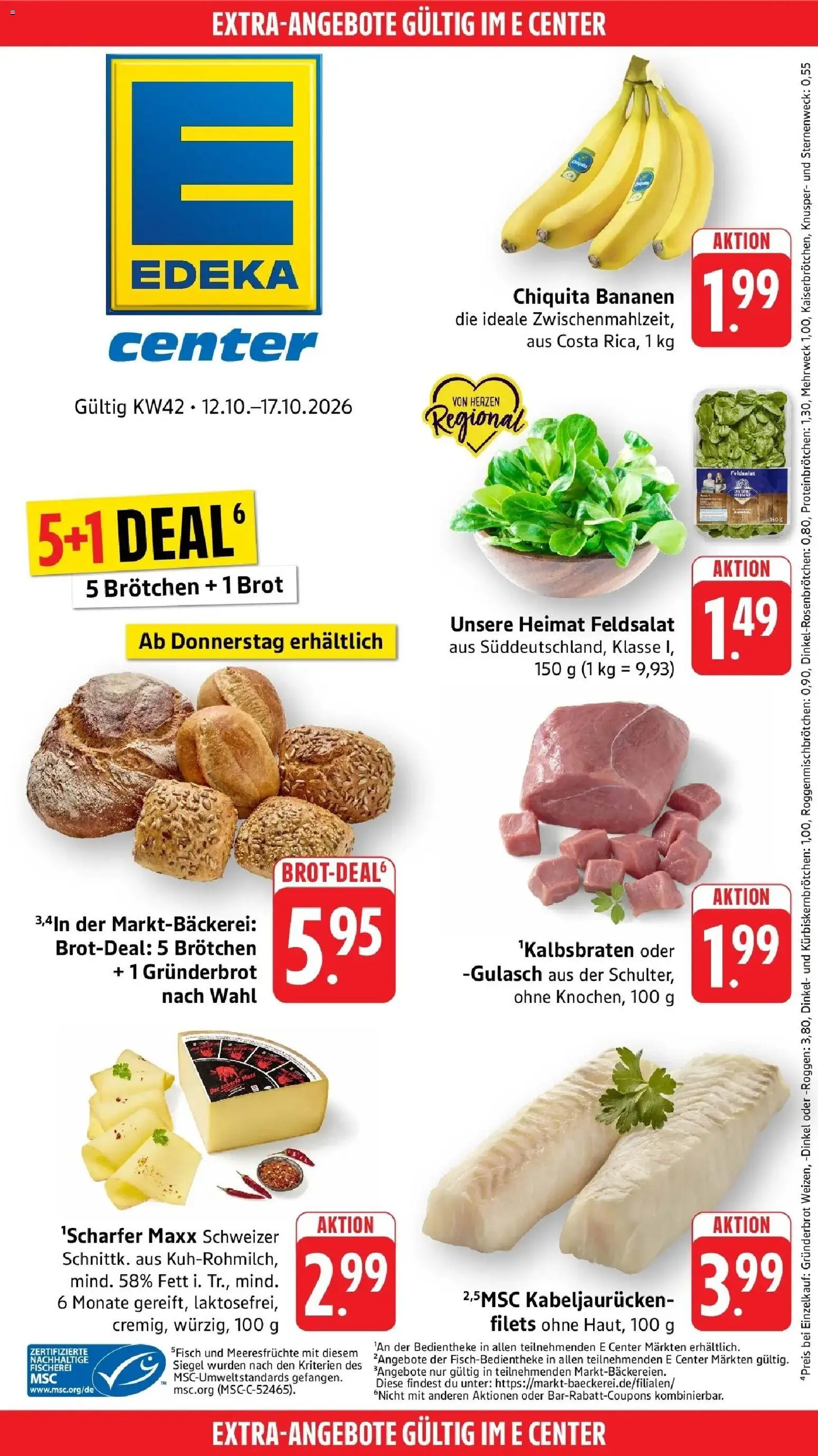 Edeka Prospekt Reutlingen (ab 12.10.2026) » Angebote Online | Seite: 51 | Produkte: Bananen, Gulasch, Meeresfrüchte, Brot
