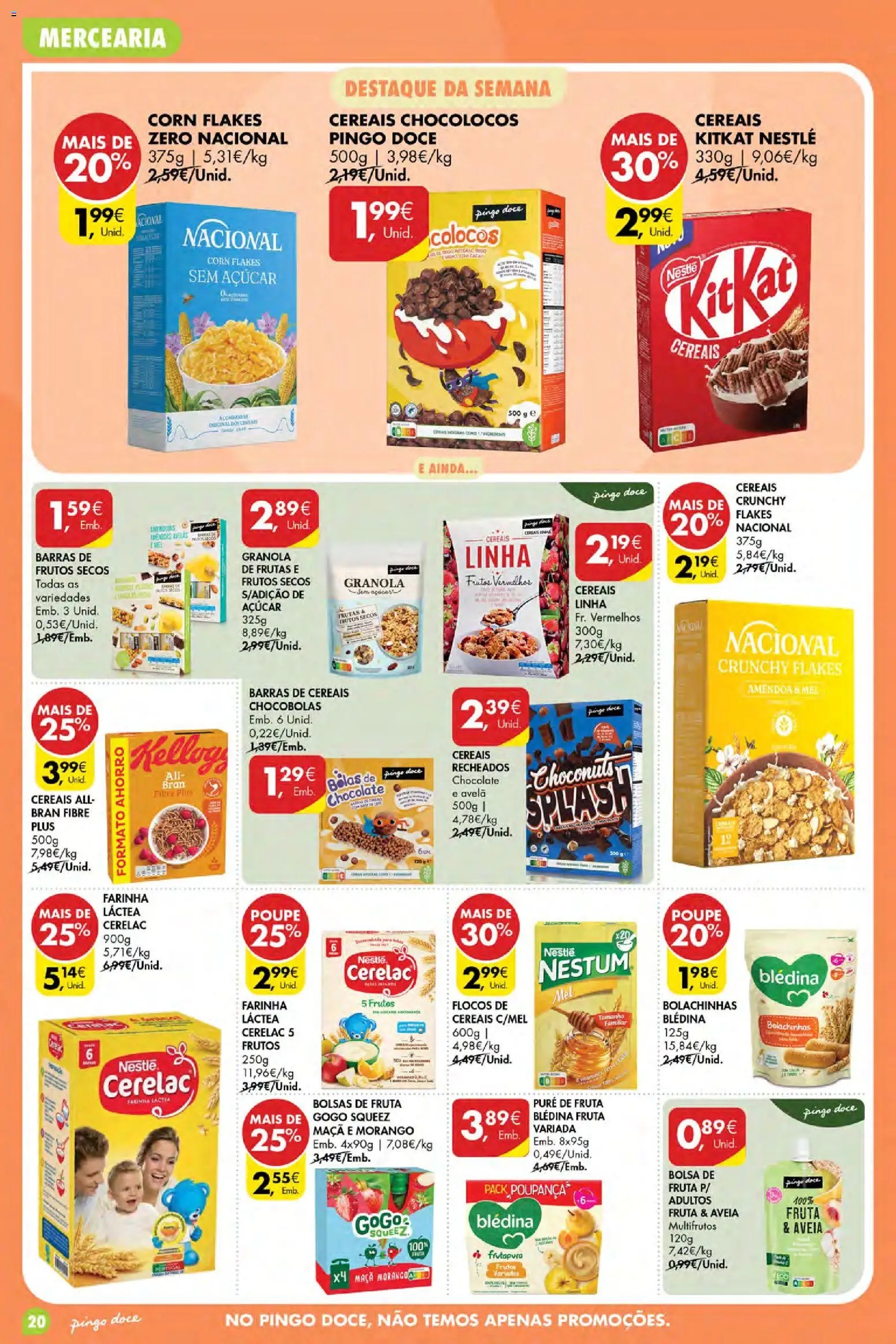 Pingo Doce Poupe Esta Semana Açores │ válido de 23/07/2026 | Página: 20 | Produtos: Barras de cereais, Nestlé, Chocolate, Cereais