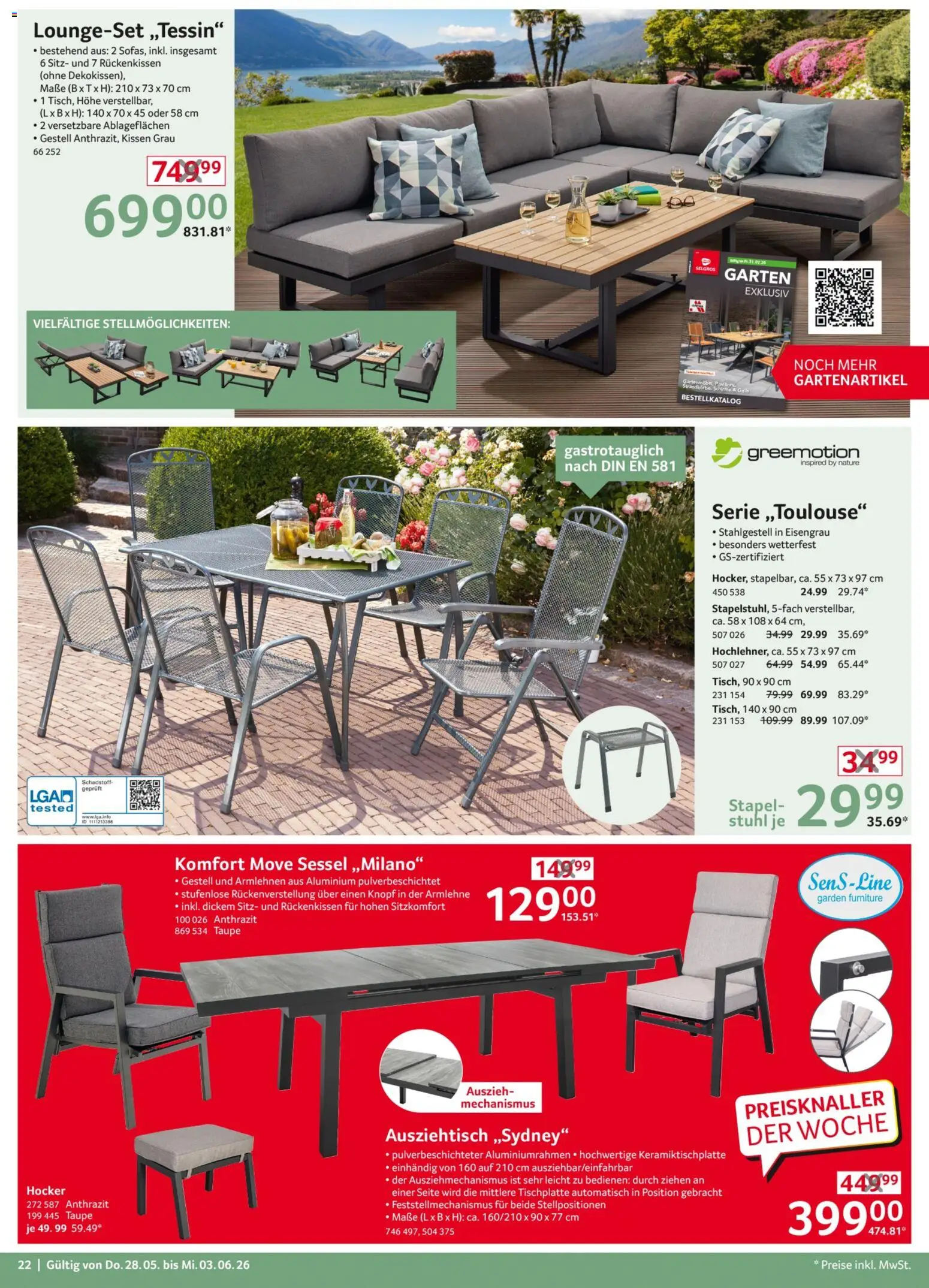Selgros Non Food – gültig ab 28.05.2026 | Seite: 22 | Produkte: Hocker, Kissen, Sessel, Stuhl