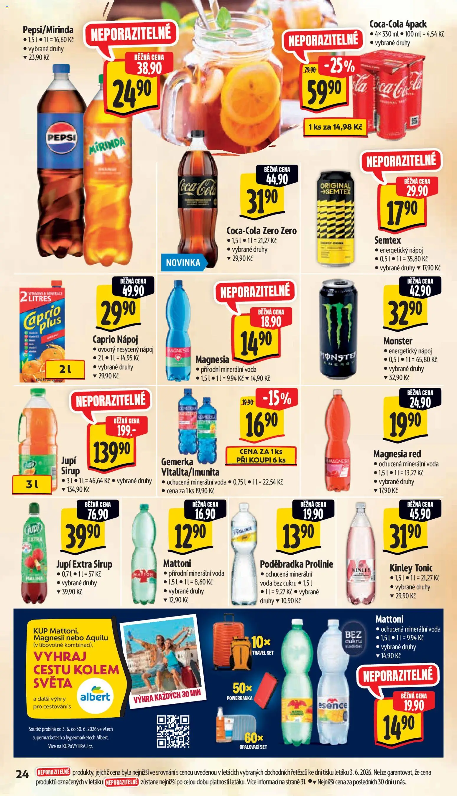 Albert leták - Hypermarket od 10.06.2026 | Strana: 34 | Produkty: Gemerka, Mirinda, Sirup, Minerální voda