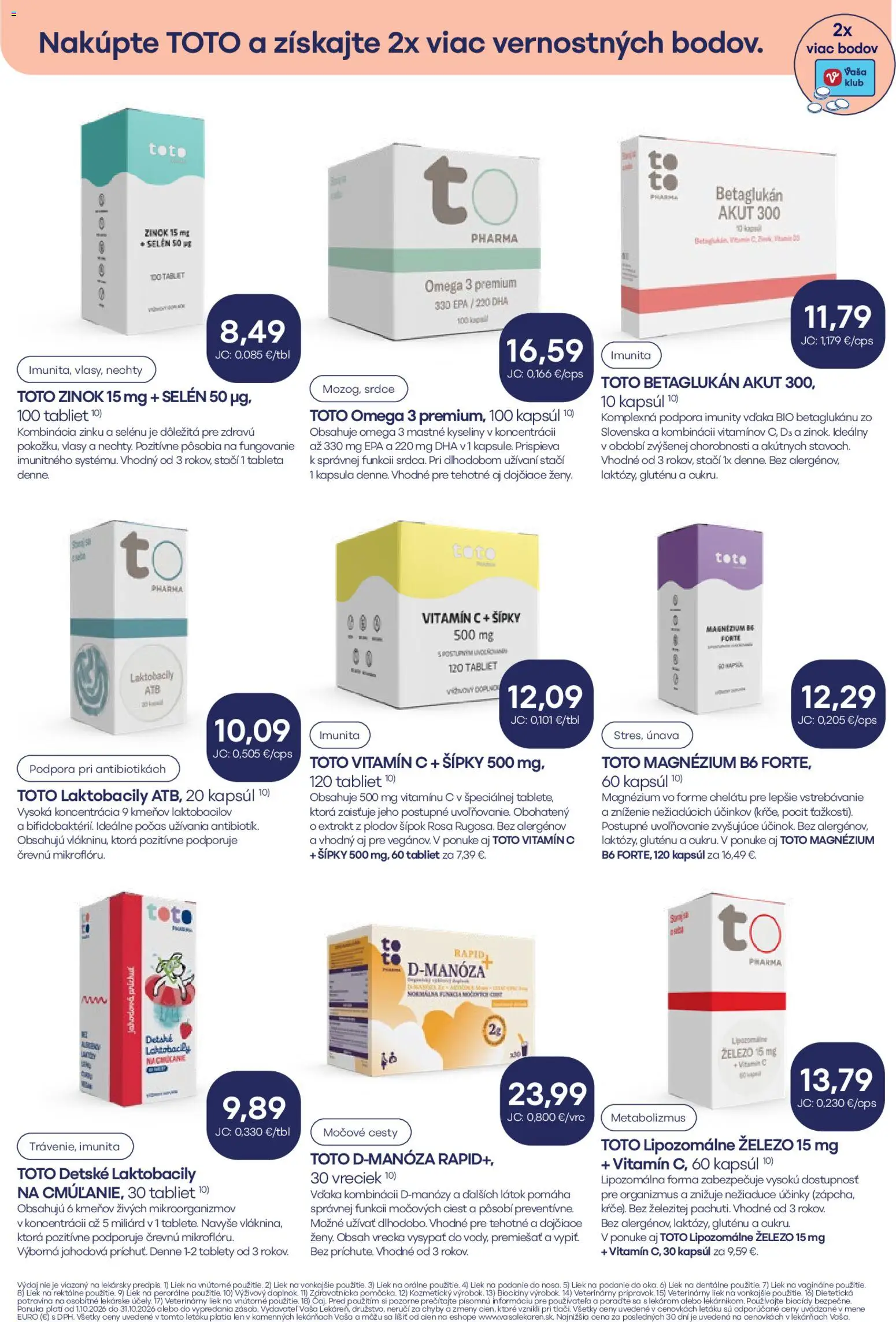 Nové Vaša lekáreň akcie – leták je platný od 01.10.2026 | Strana: 3 | Produkty: Tablet, Omega 3, Omega