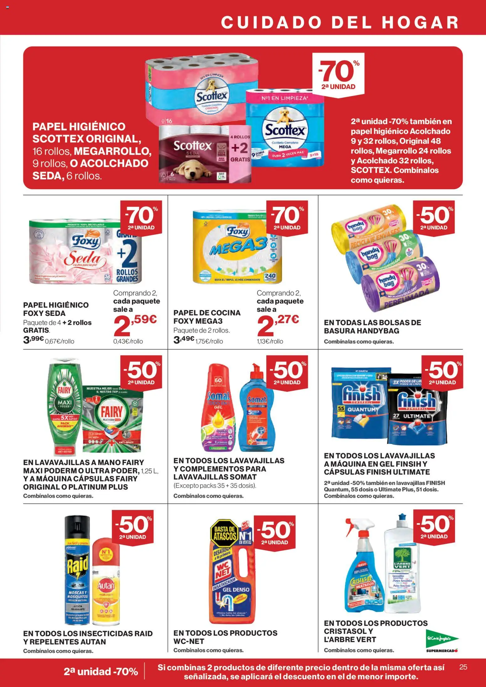 El Corte Inglés solo 3 días │ válido desde el 21/07/2026 | Página: 25 | Productos: Papel higienico, Cocina, Lavavajillas