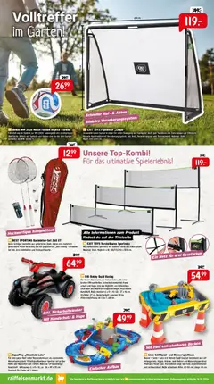 Raiffeisen Markt Prospekt ab 01.06.2026 gültig | Seite: 3 | Produkte: Fußball, Wasser, Badmintonset