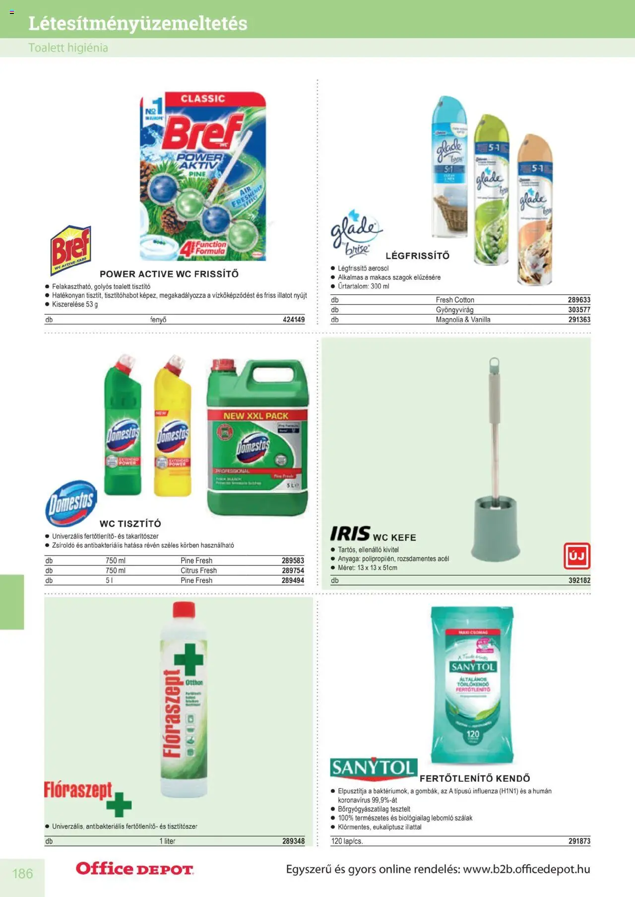 Office Depot akciós ujság - amely érvényes a következő dátumtól: 2025.04.10. | Oldal: 186 | Termékek: Kendő, Törlőkendő, WC, Légfrissítő