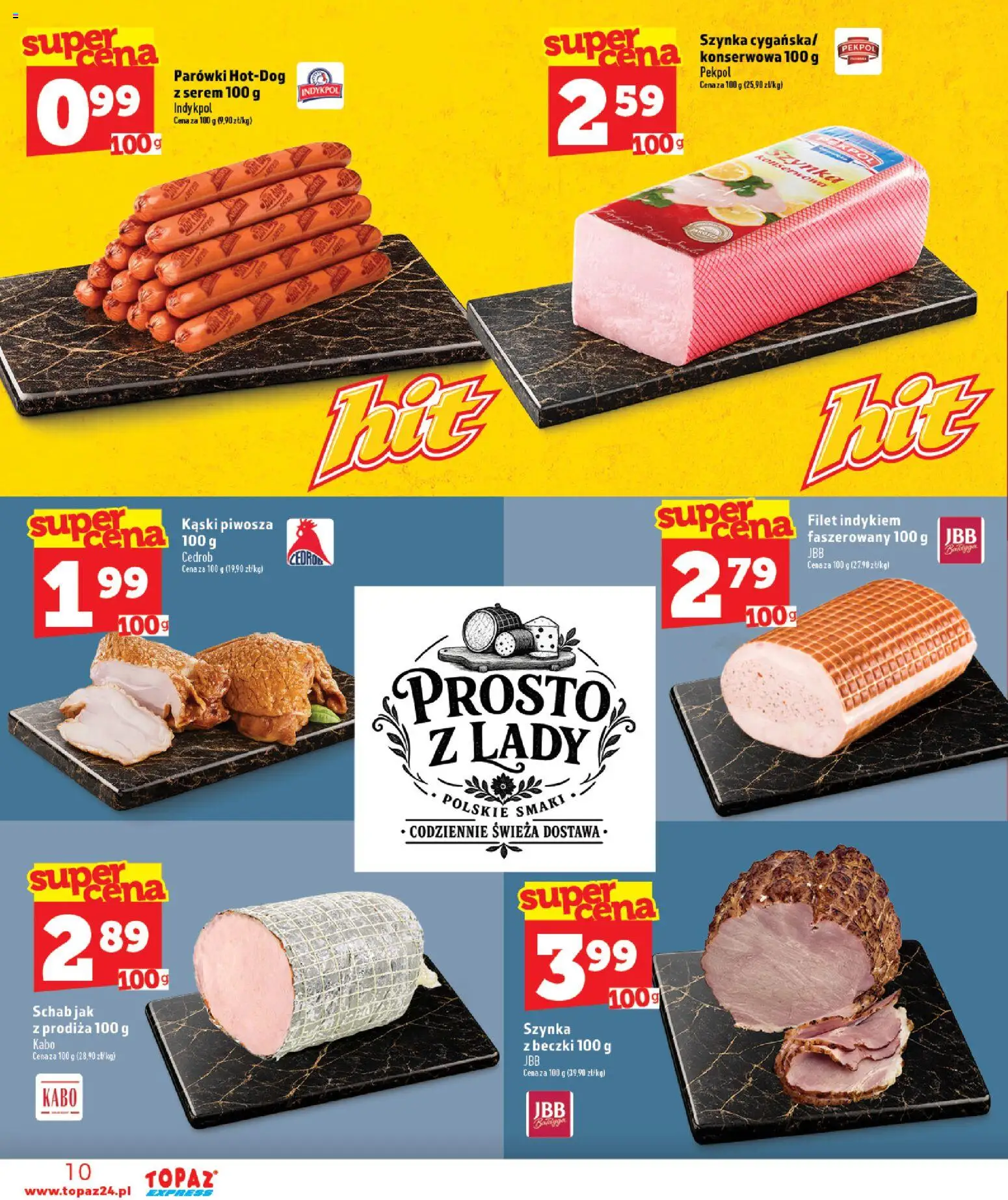 Topaz gazetka - Express od 03.09.2026 | Strona: 10 | Produkty: Serem, Schab, Parówki, Szynka