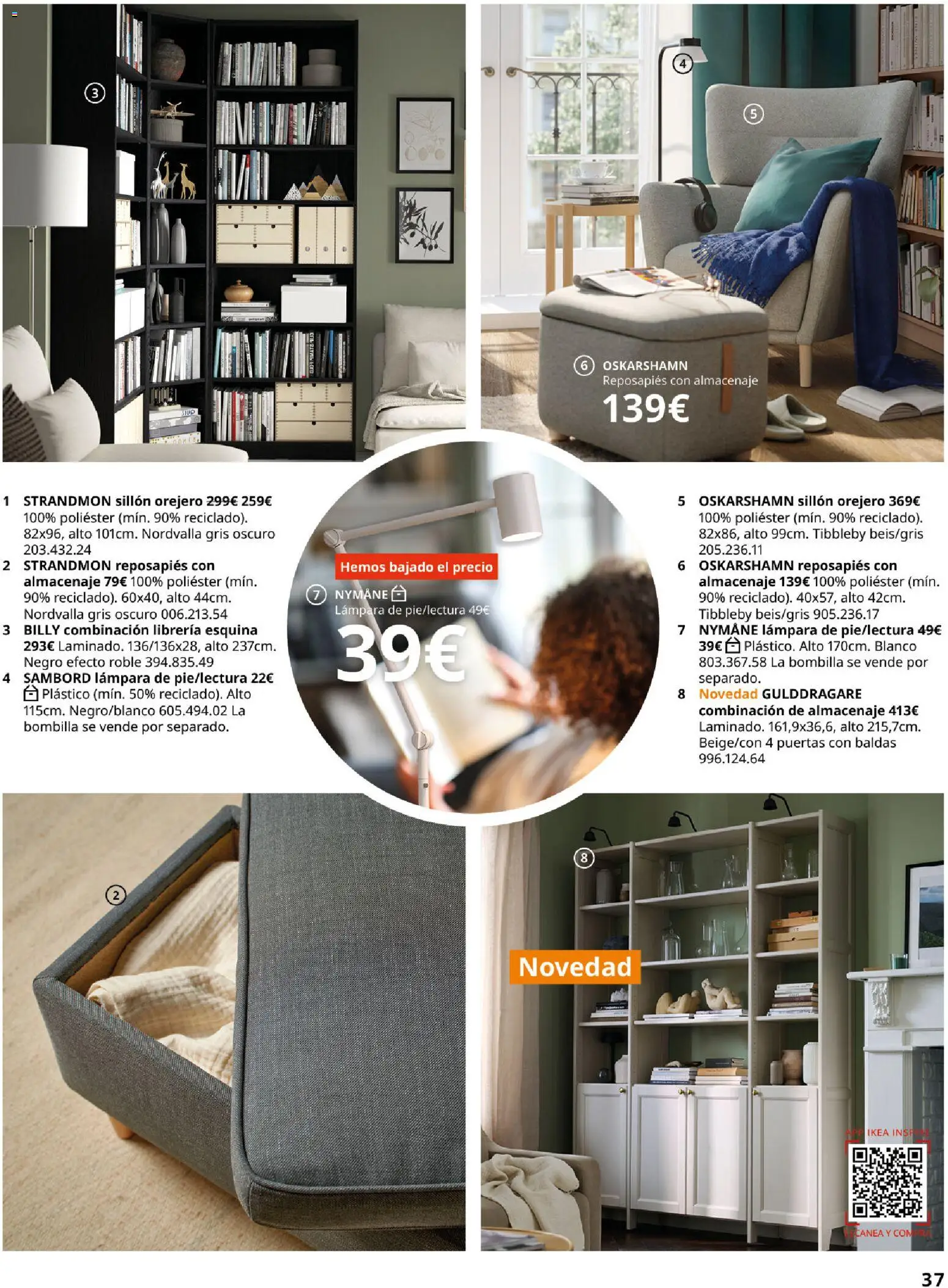 IKEA - Salones │ válido desde el 01/09/2026 | Página: 37 | Productos: Almacenaje, Sillón, Puertas, Lámpara