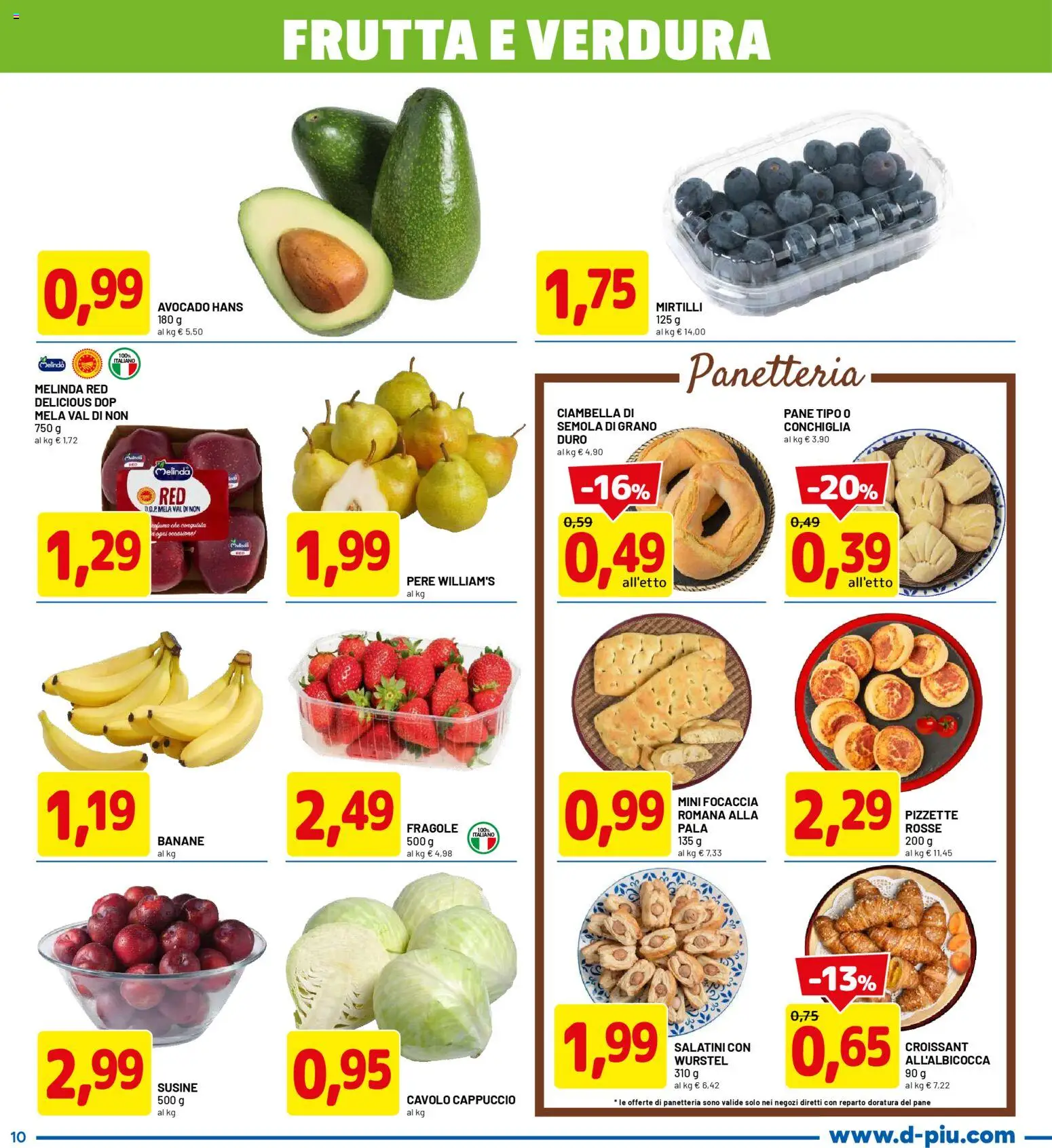 Volantino D Più del 09.04.2026 | Pagina: 10 | Prodotti: Banane, Frutta, Cavolo, Cappuccio