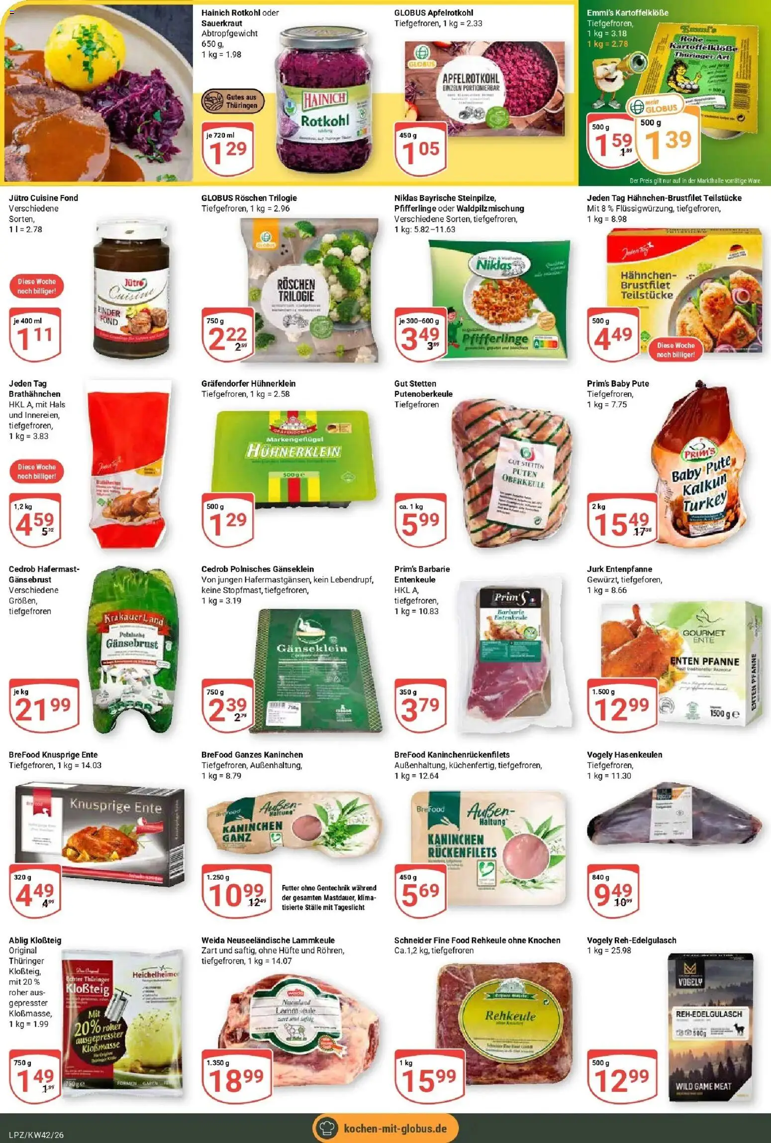 Globus Prospekt Leipzig (ab 12.10.2026) » Angebote online | Seite: 14 | Produkte: Lammkeule, Rotkohl, Pfifferlinge, Ente